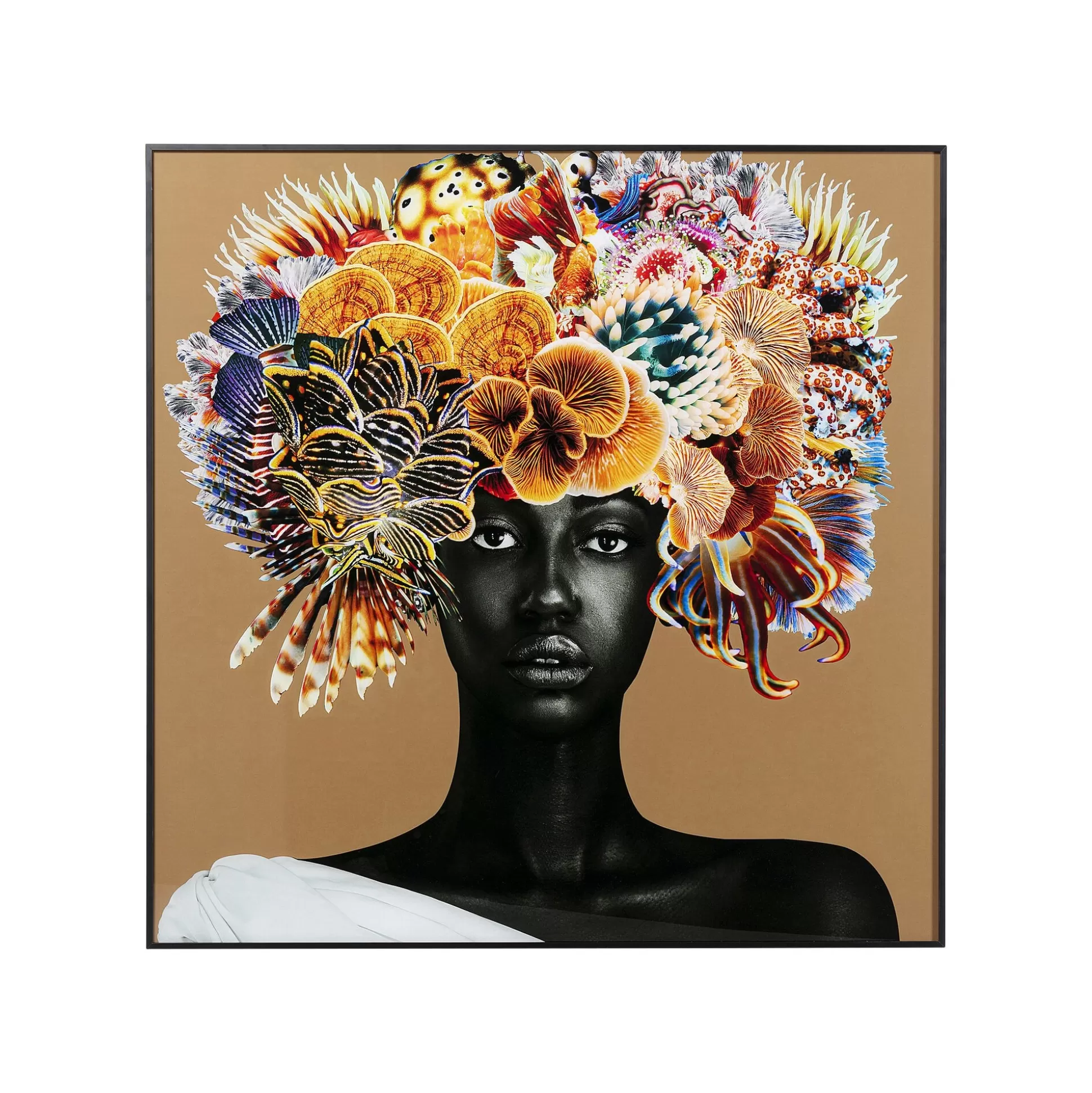 Affiche Encadrée Femme Coraux Poissons 120x120cm ^KARE Design Fashion