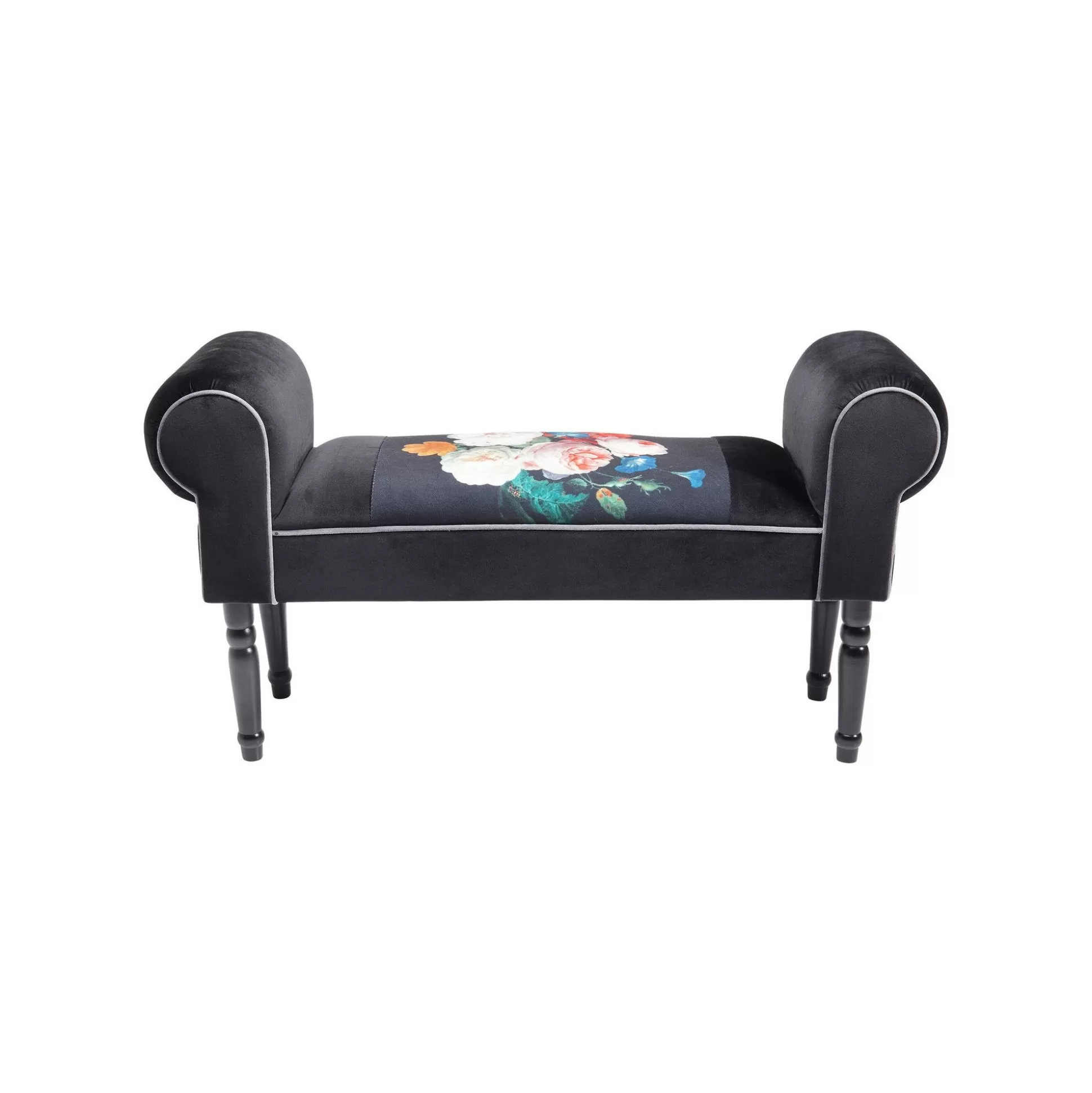 Banc Wing Velours Noir Fleurs ^KARE Design Best Sale