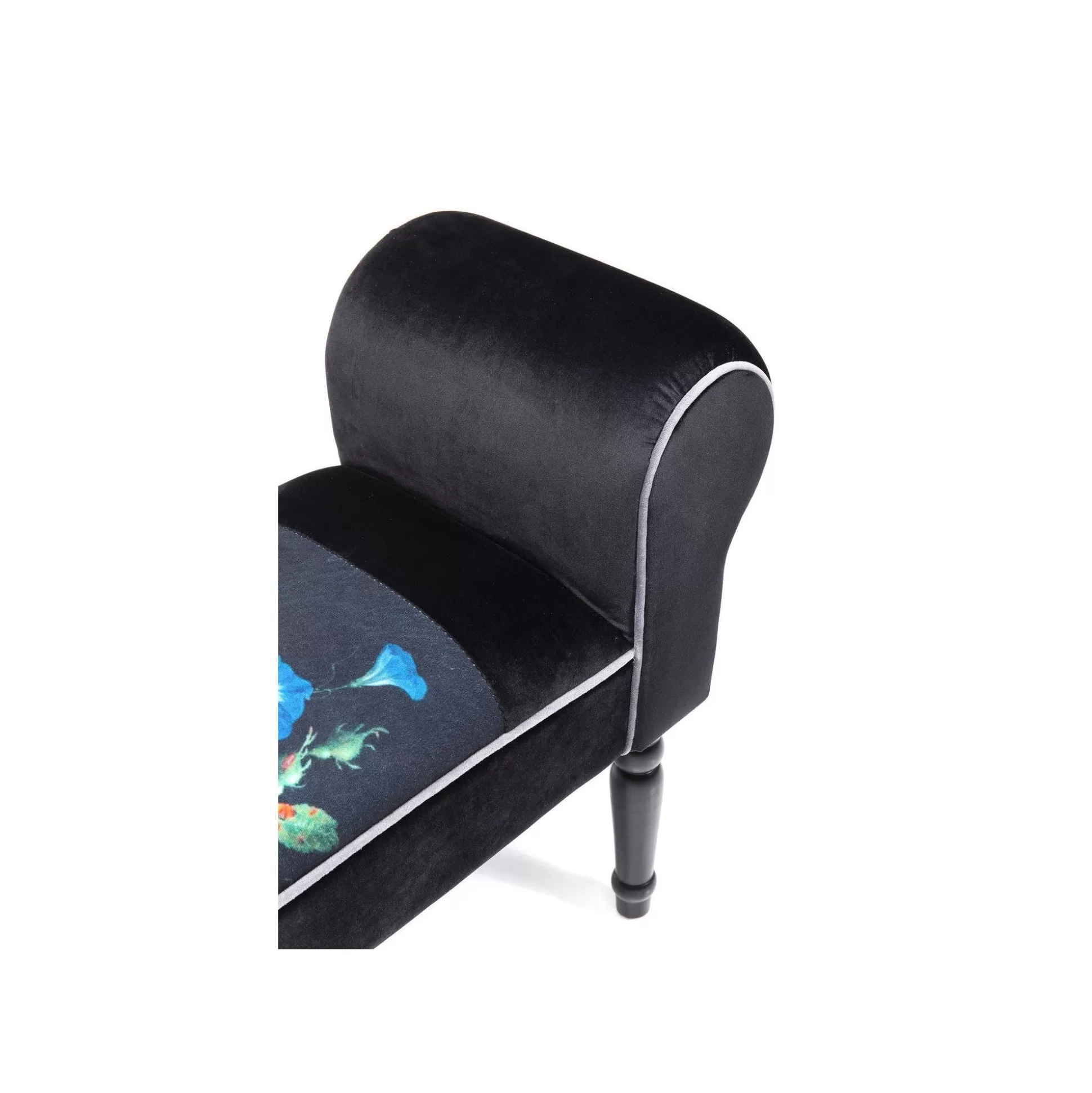 Banc Wing Velours Noir Fleurs ^KARE Design Best Sale