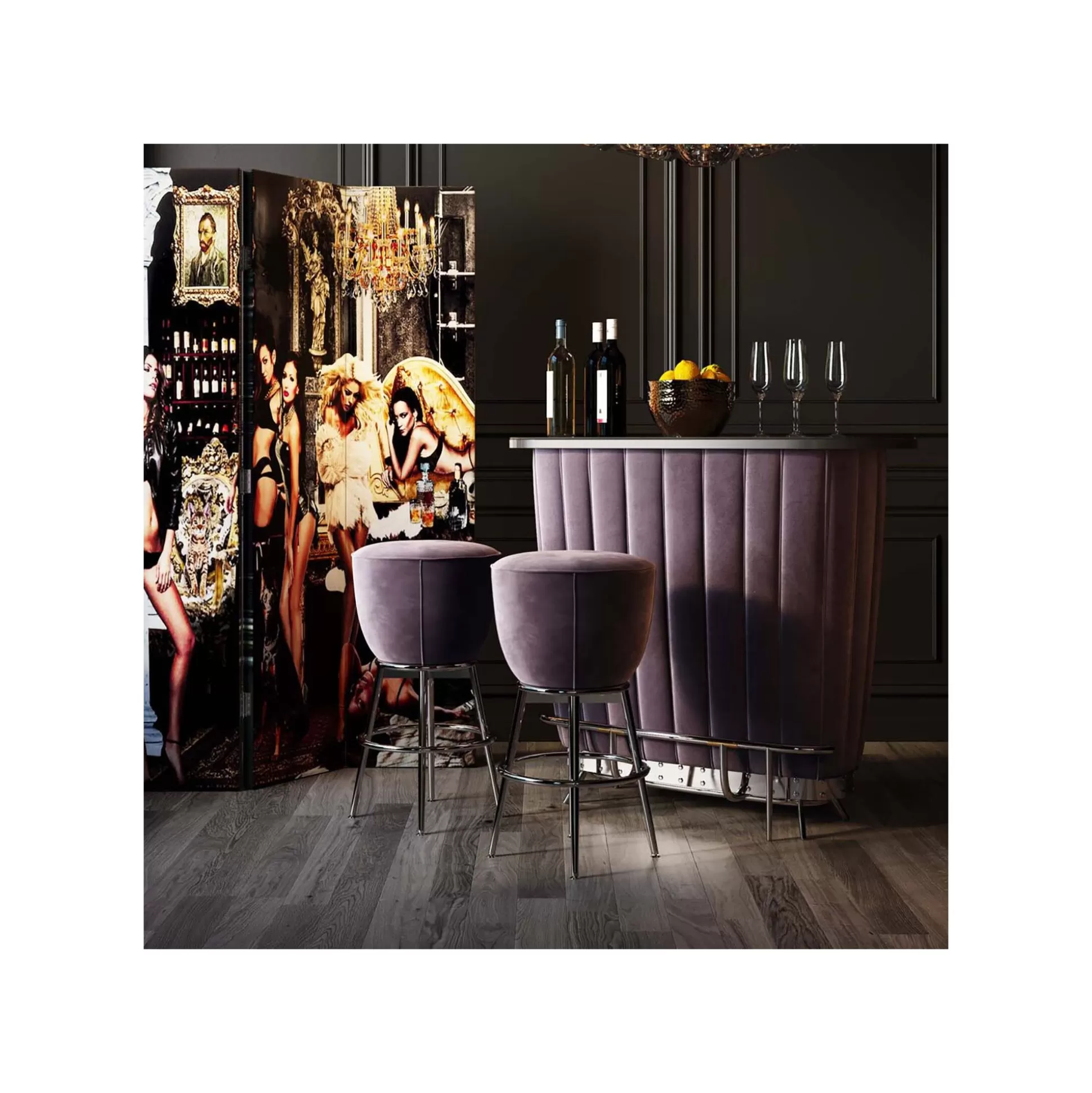 Bar After Work Velours Gris ^KARE Design Outlet