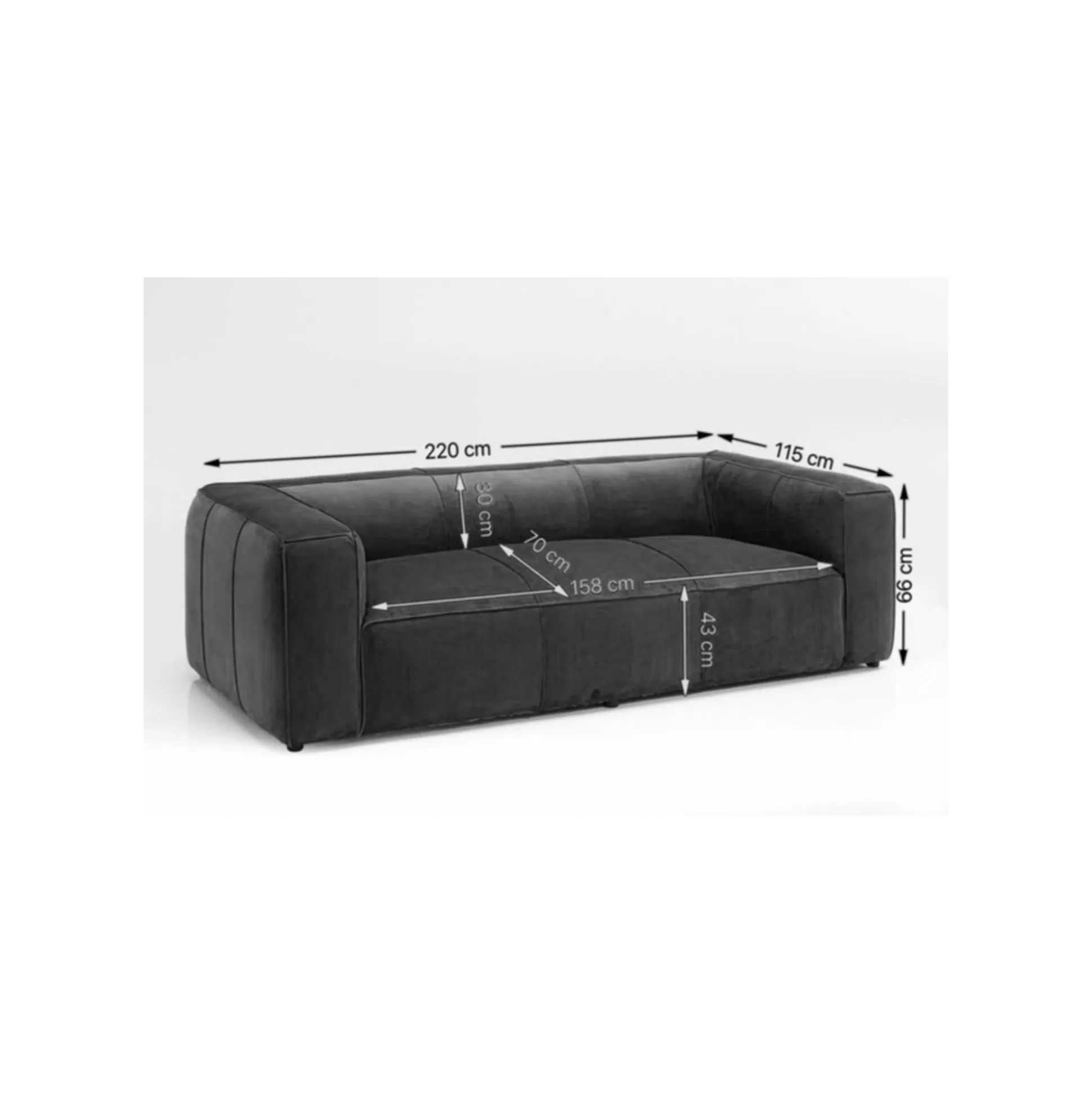 Canapé Cubetto 3 Places Cord Gris Clair ^KARE Design Online
