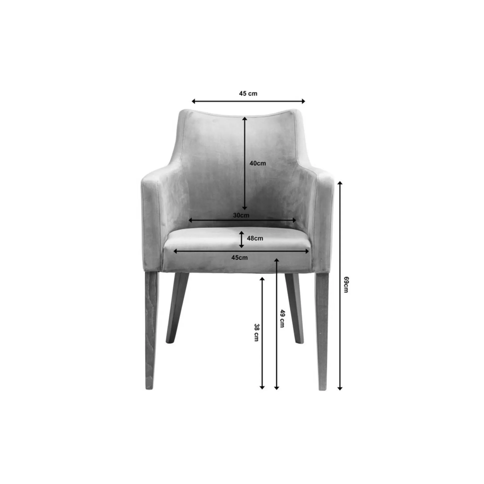 Chaise Avec Accoudoirs Mode Pieds Noirs Velours Gris ^KARE Design Flash Sale