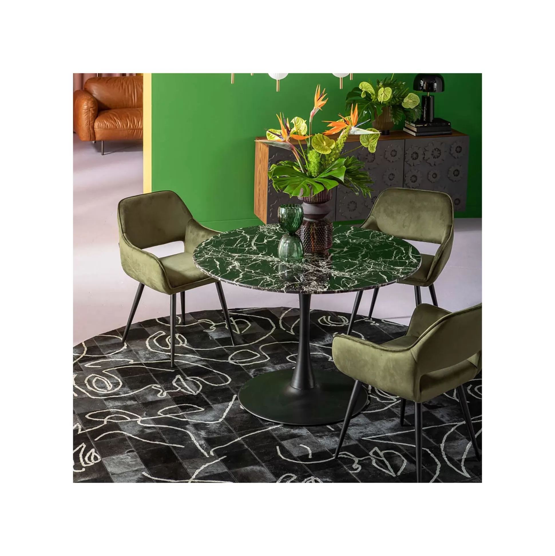 Chaise Avec Accoudoirs San Francisco Velours Vert Foncé ^KARE Design Flash Sale