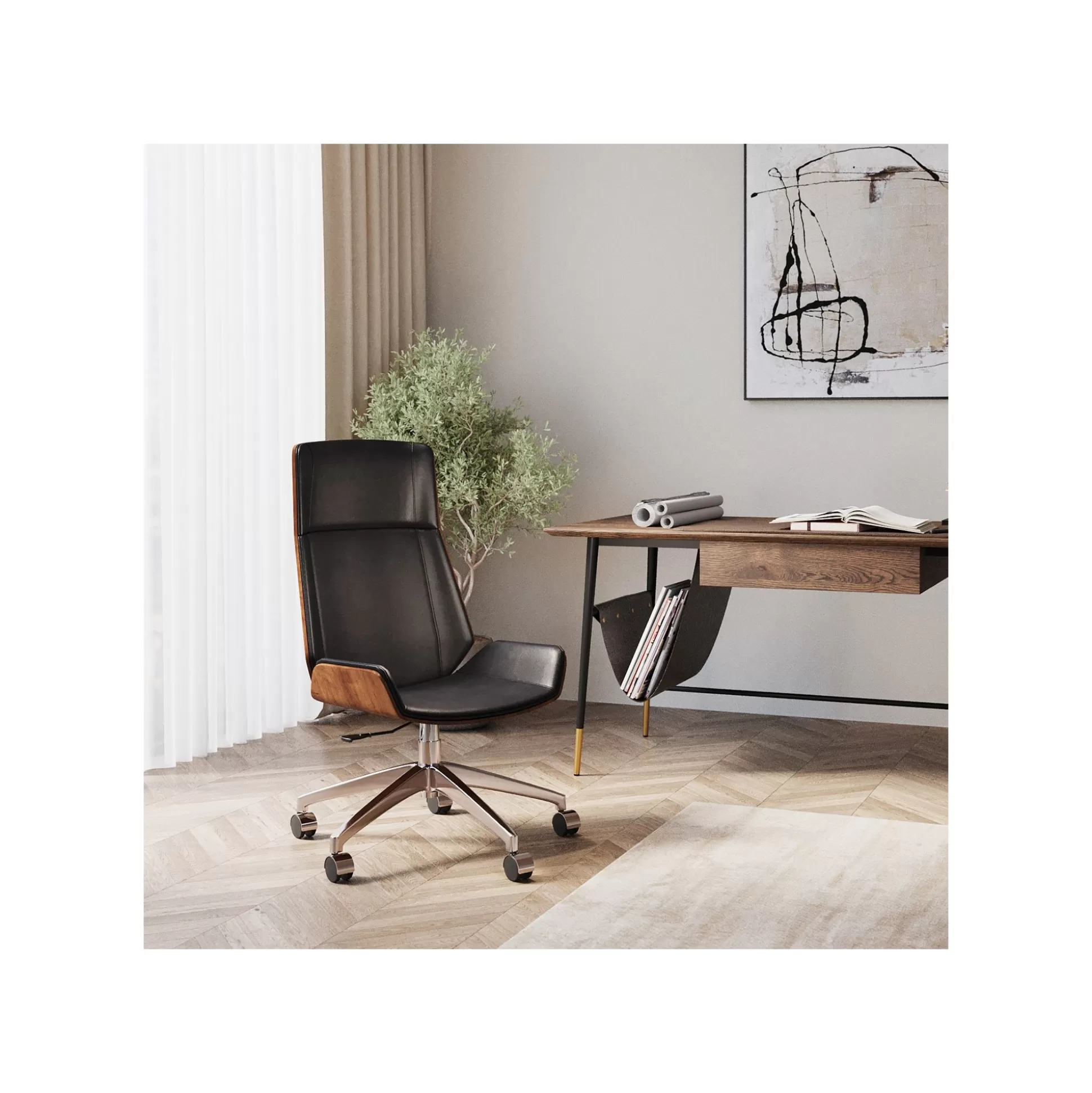 Chaise De Bureau Pivotante Rouven Haute Noire ^KARE Design Online