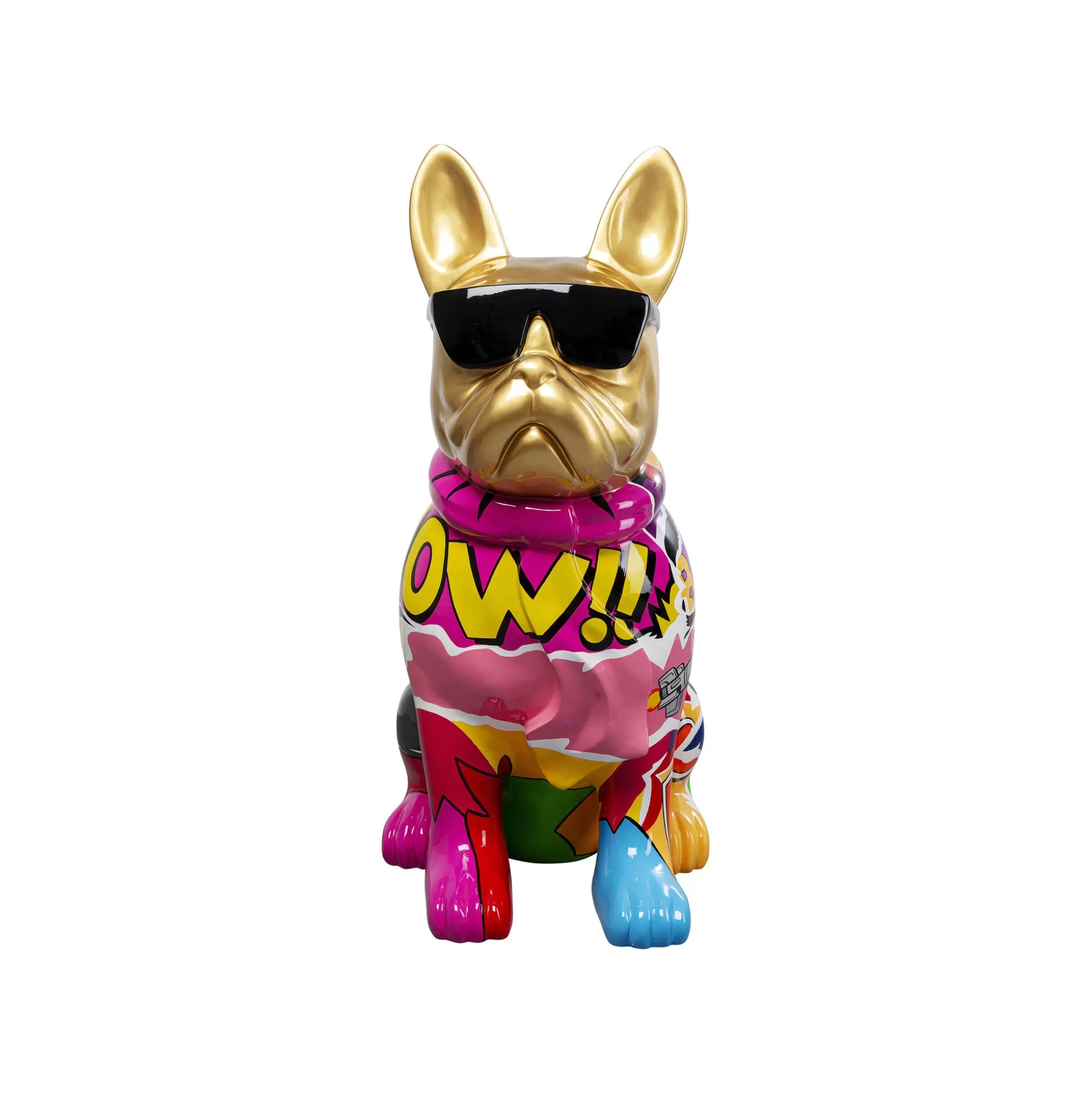 Déco Bouledogue Doré Graffiti Lunettes XL 152cm ^KARE Design Clearance