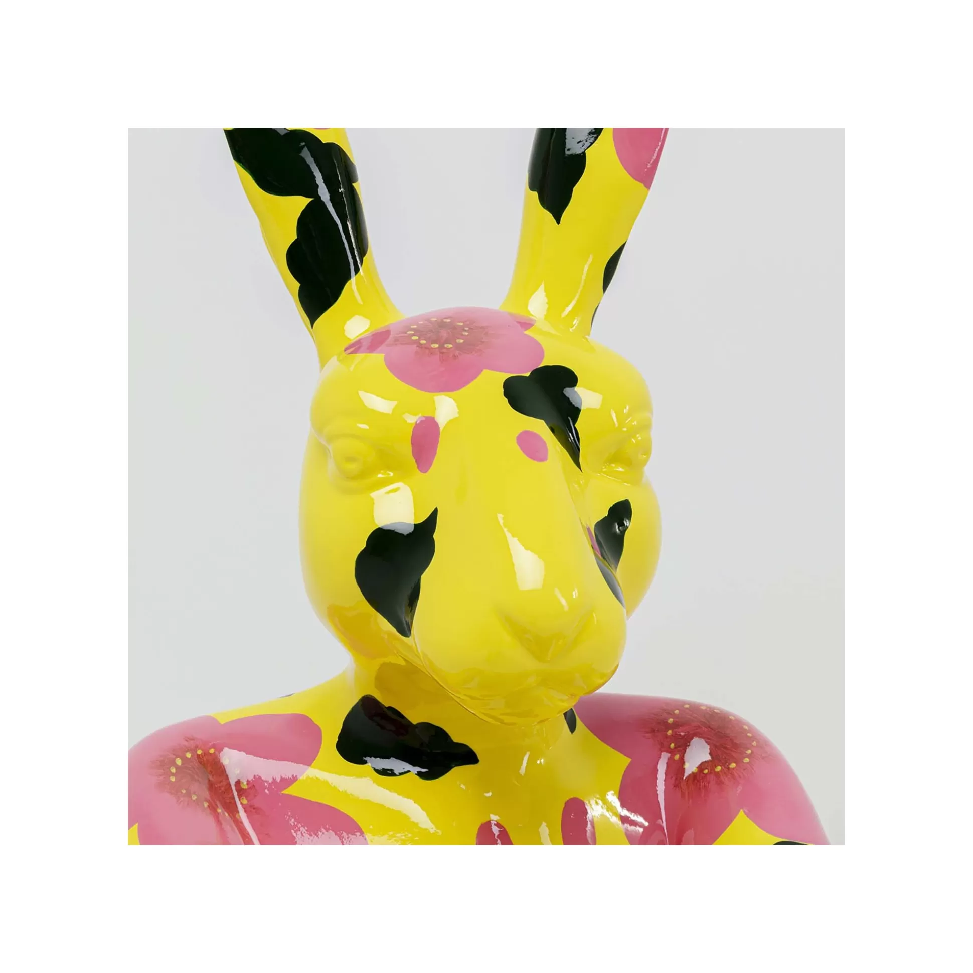 Déco Gangster Lapin Jaune XL Fleurs Roses ^KARE Design Clearance