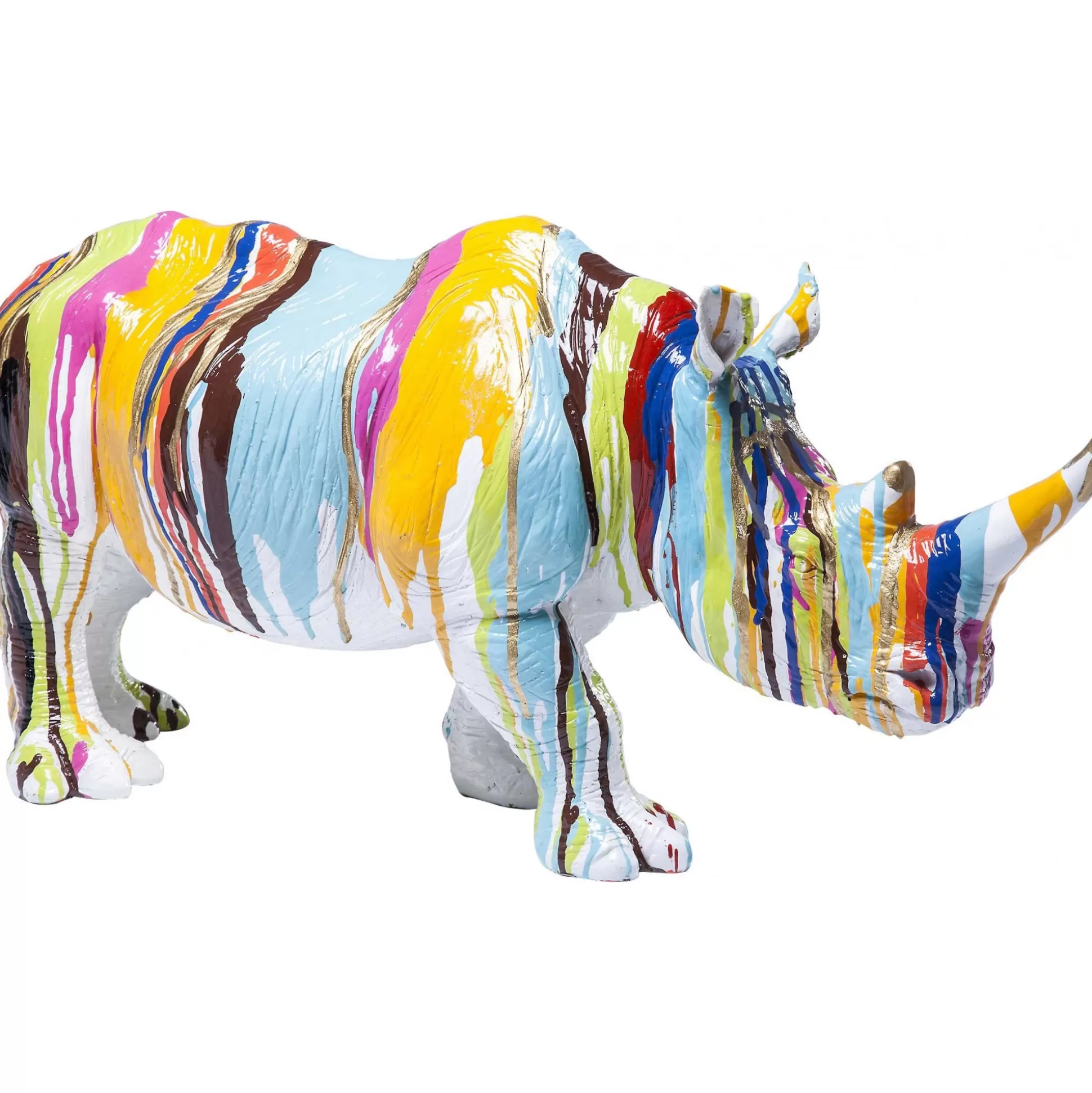 Déco Rhino Blanc Coulées De Peinture 55cm ^KARE Design New