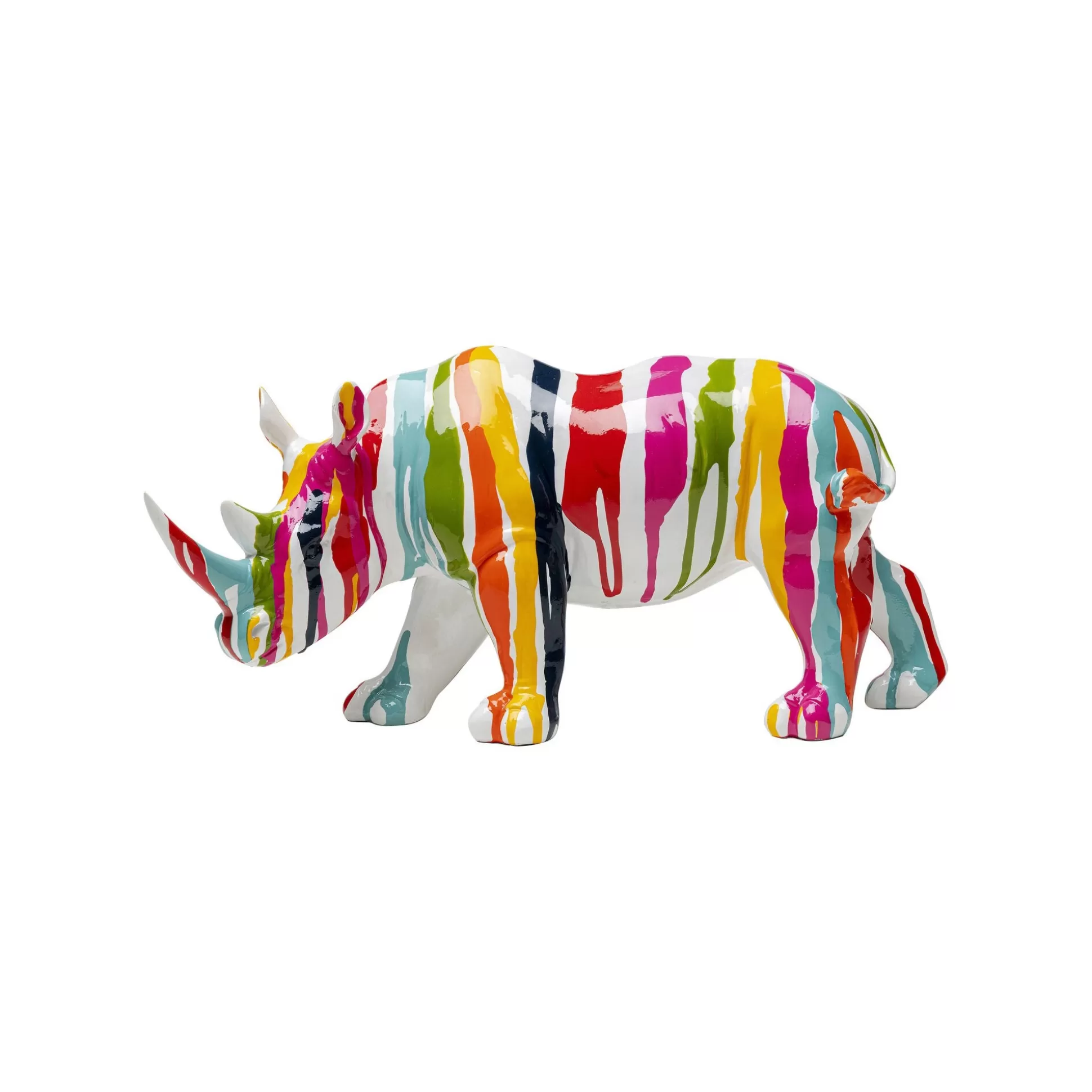 Déco Rhino Blanc Coulées De Peinture 34cm ^KARE Design Store