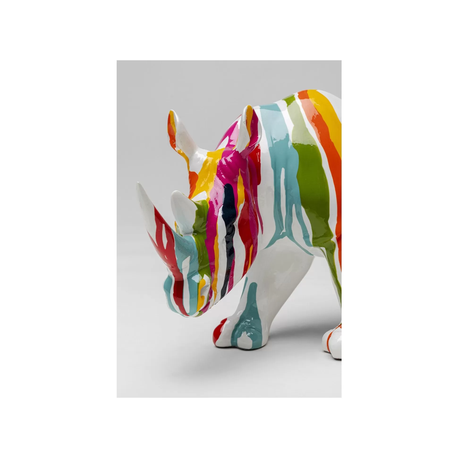 Déco Rhino Blanc Coulées De Peinture 34cm ^KARE Design Store