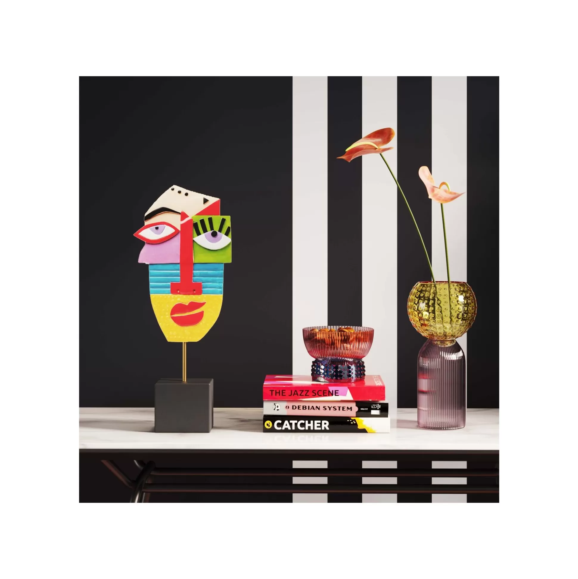 Déco Visage Abstrait Multicolore ^KARE Design Store