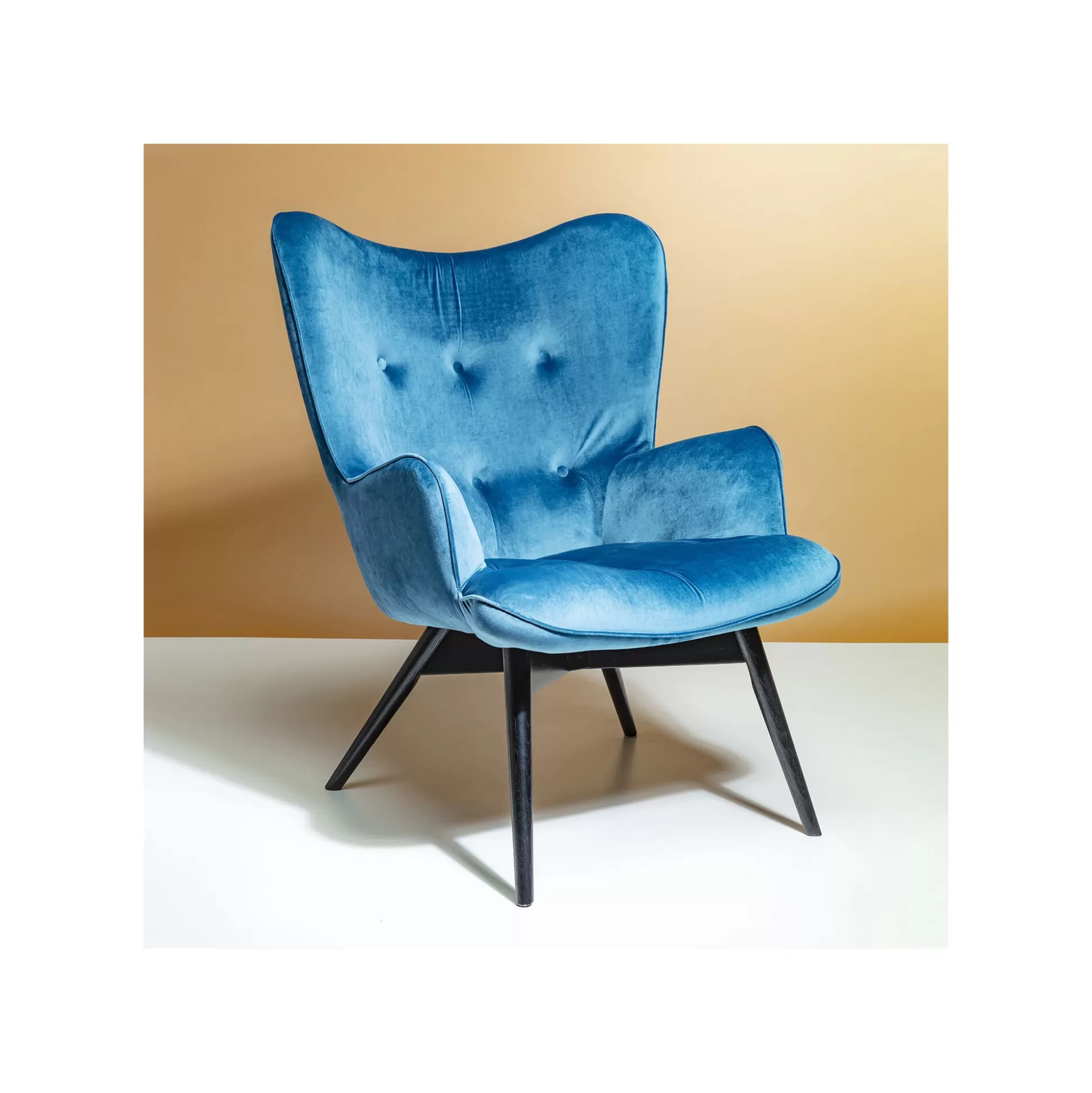 Fauteuil Vicky Velours Bleu Pétrole ^KARE Design Store