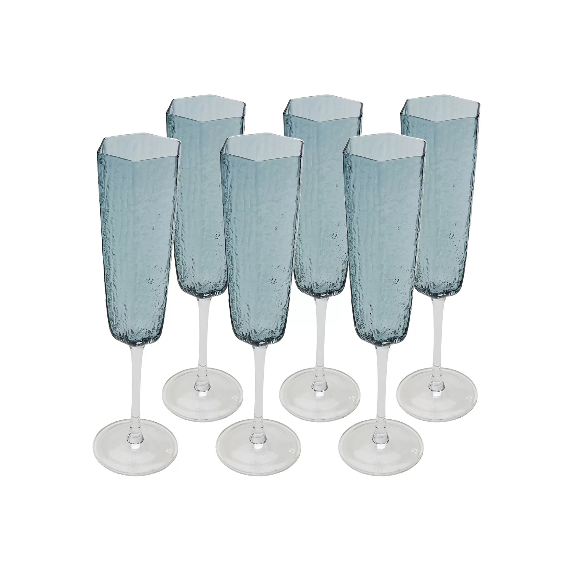 Flûtes à Champagne Cascata Bleues Set De 6 ^KARE Design Flash Sale