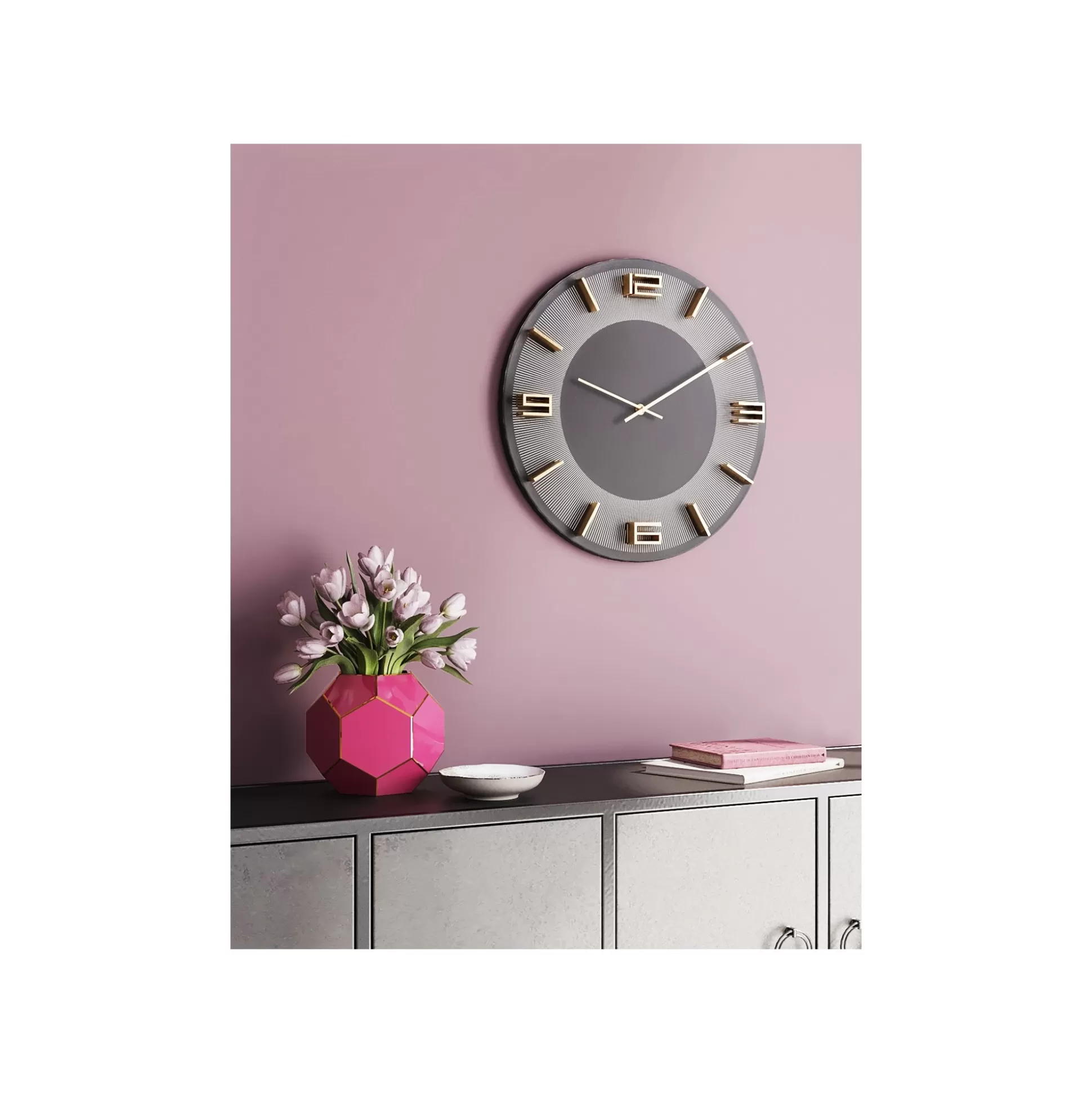 Horloge Murale Leonardo Grise Et Dorée ^KARE Design Outlet