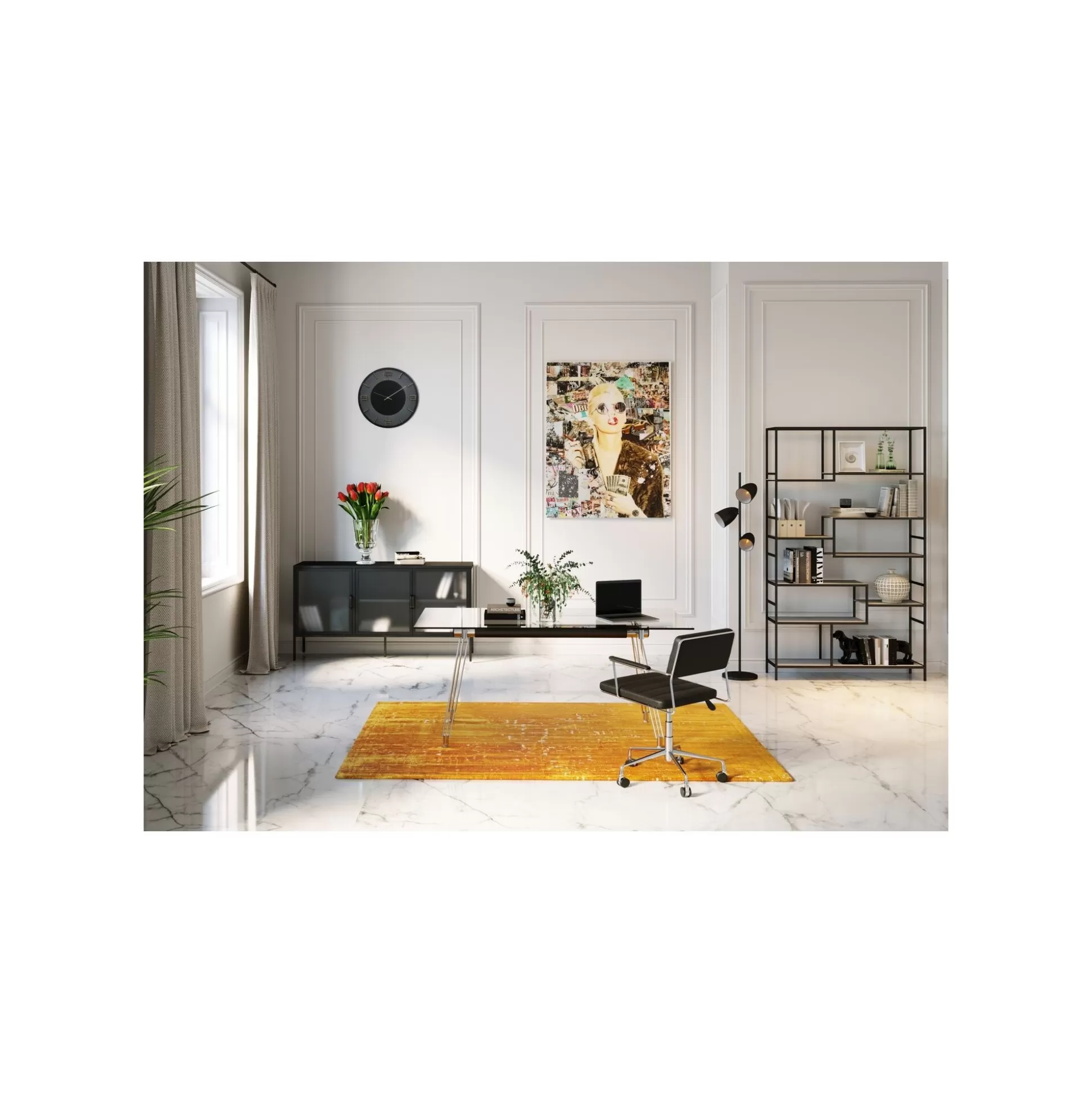 Horloge Murale Leonardo Noire Et Dorée ^KARE Design Shop