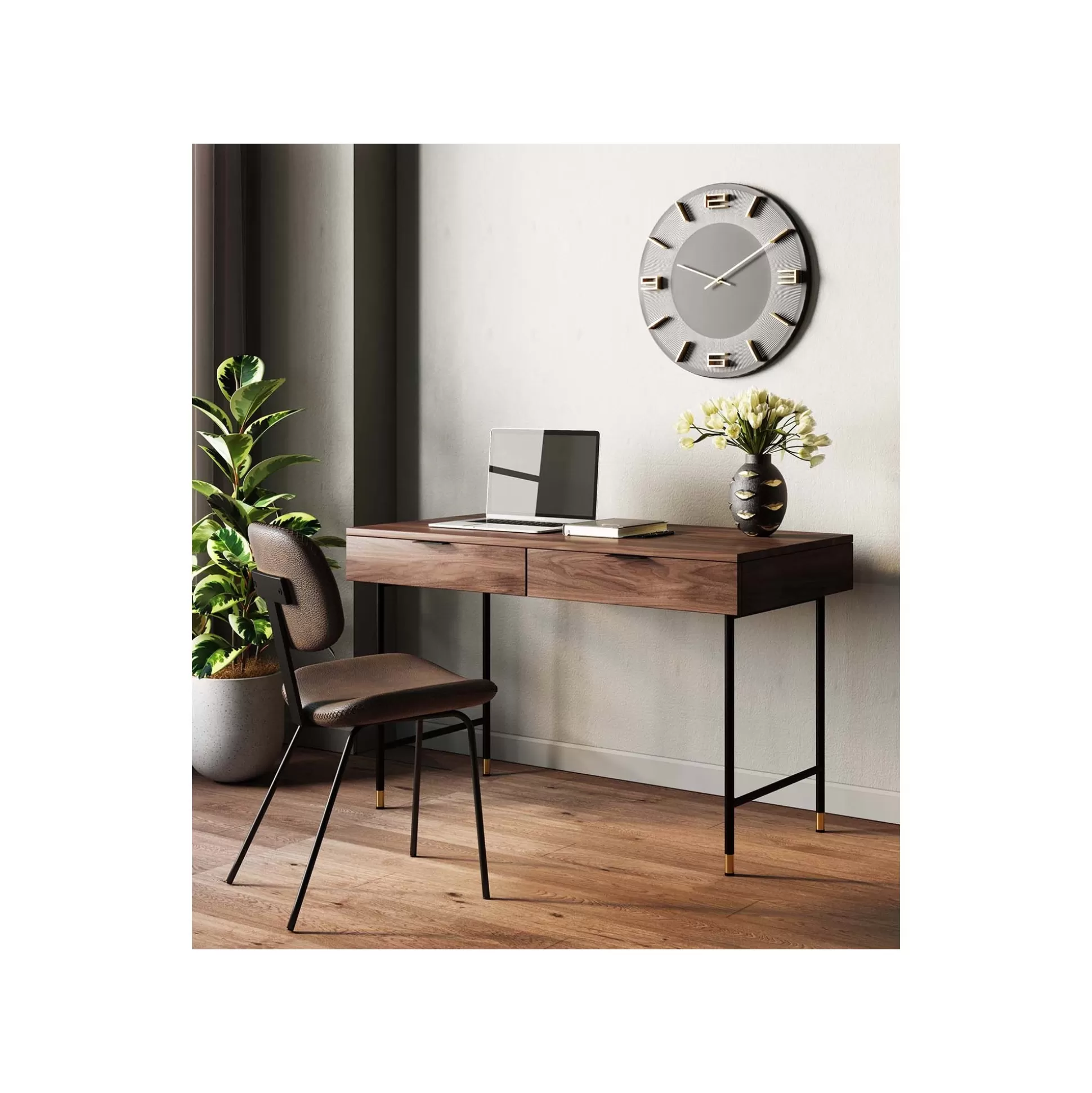 Horloge Murale Leonardo Noire Et Dorée ^KARE Design Shop