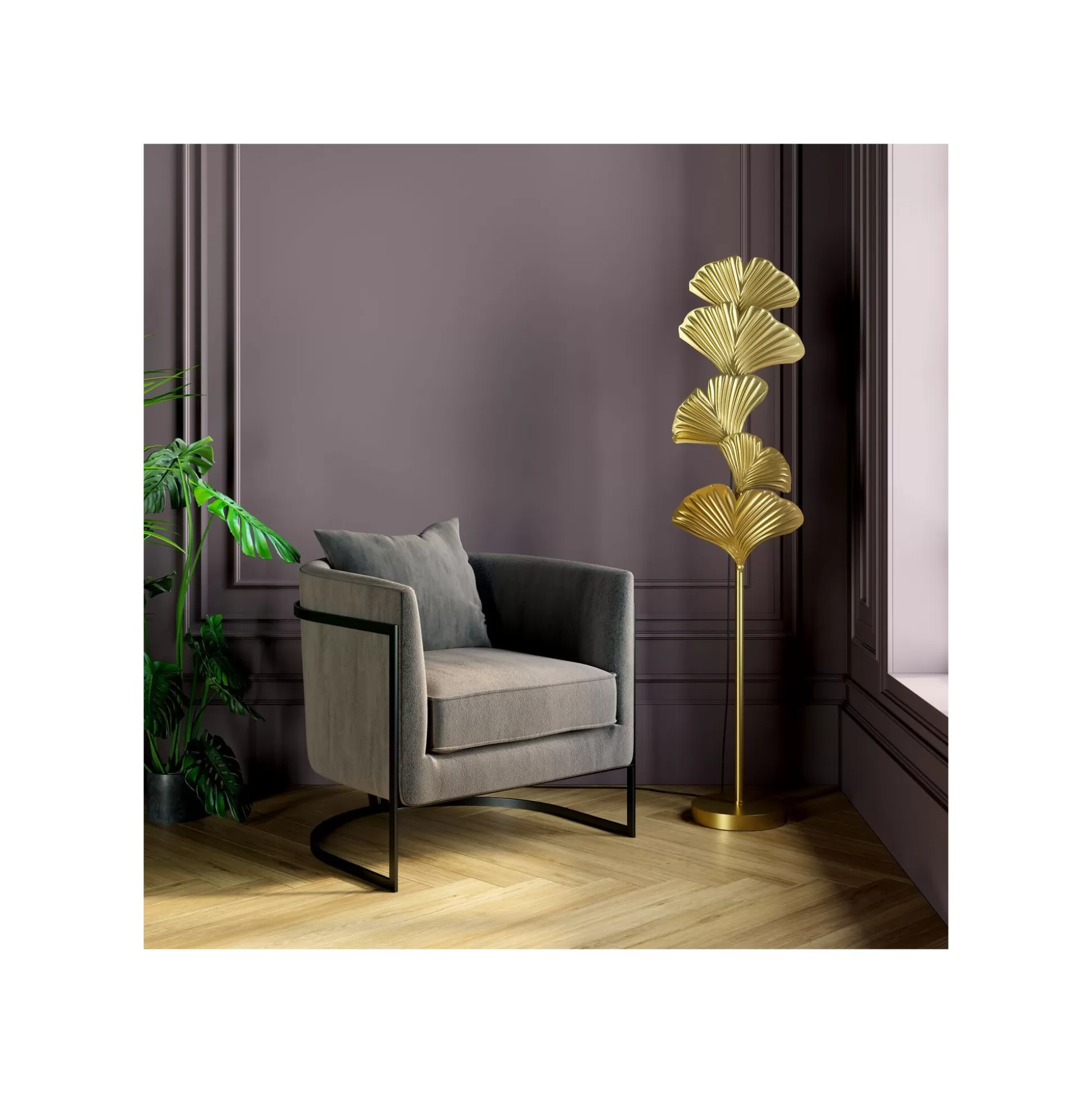 Lampadaire Feuilles De Ginkgo Dorées 160cm ^KARE Design Discount