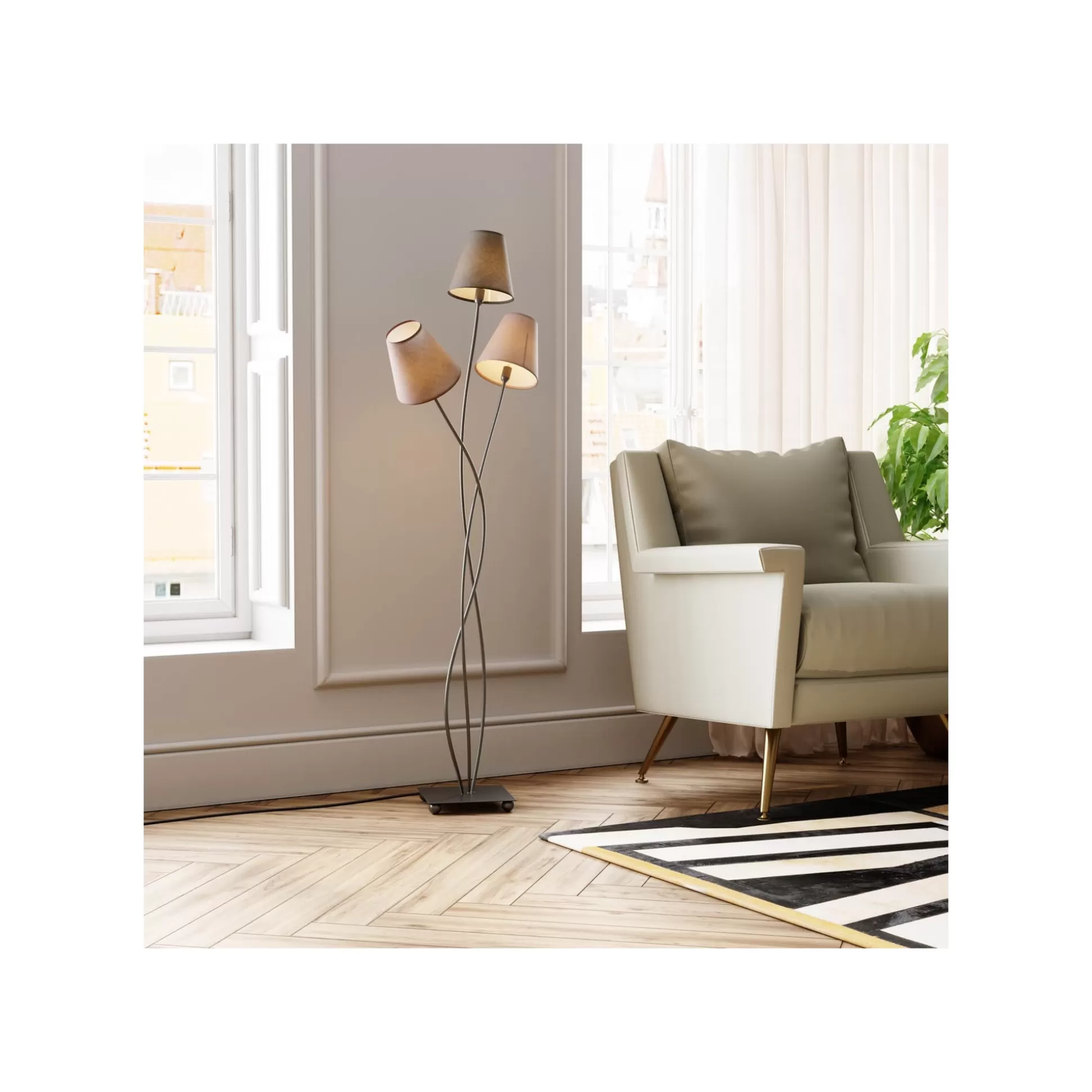 Lampadaire Flexible 3 Bras 130cm Marron ^KARE Design Outlet