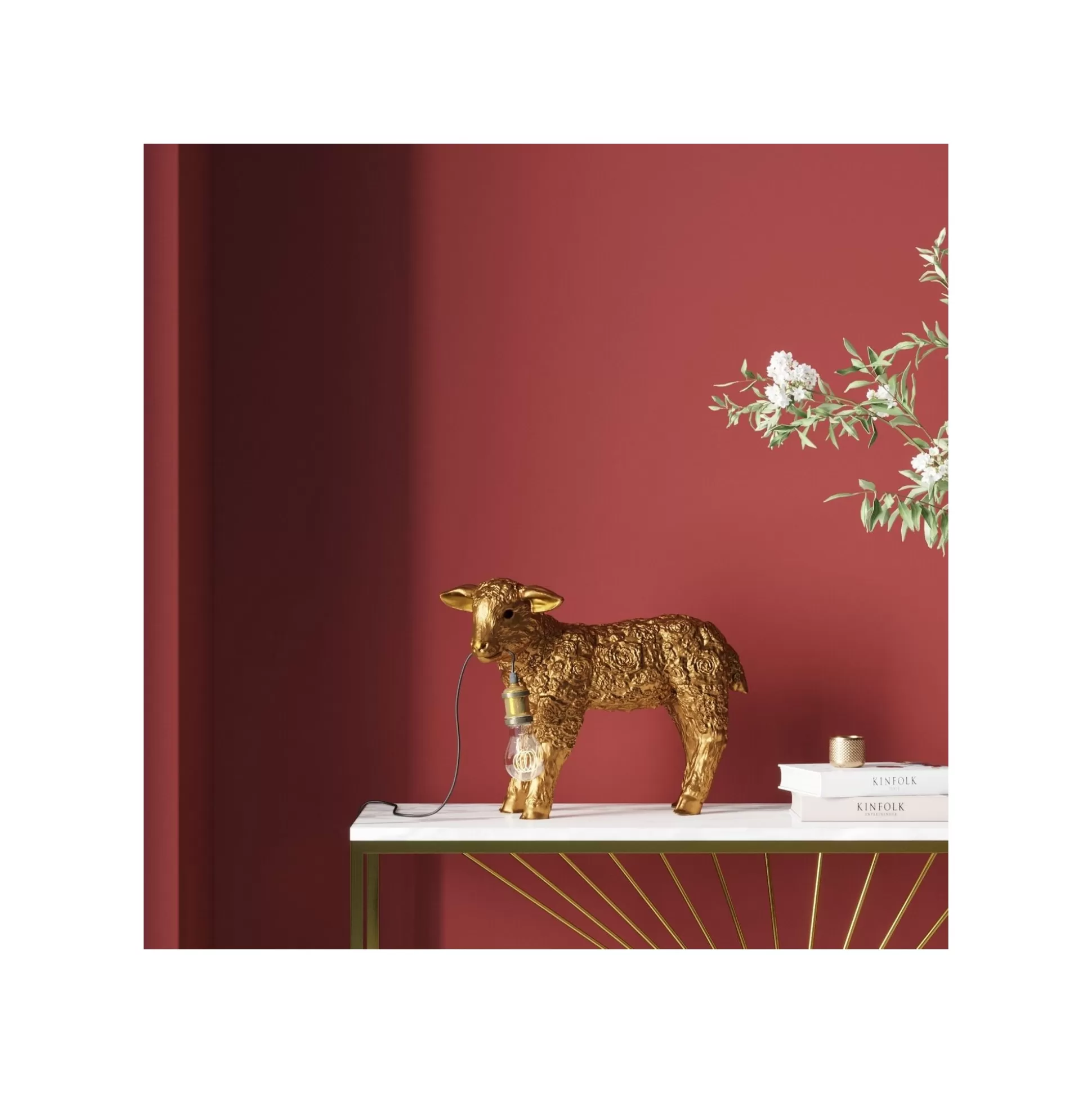 Lampe Mouton Doré Fleurs ^KARE Design Cheap