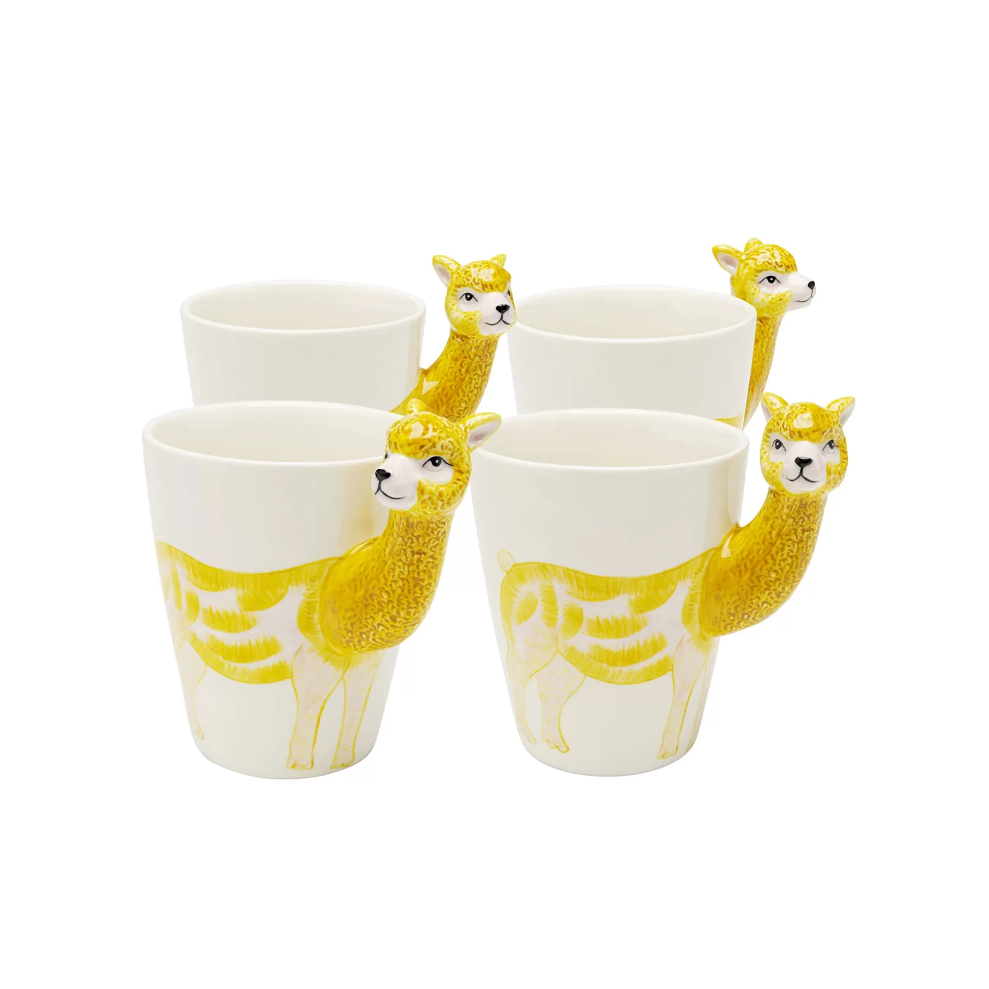 Mugs Lama Jaune Set De 4 ^KARE Design Discount