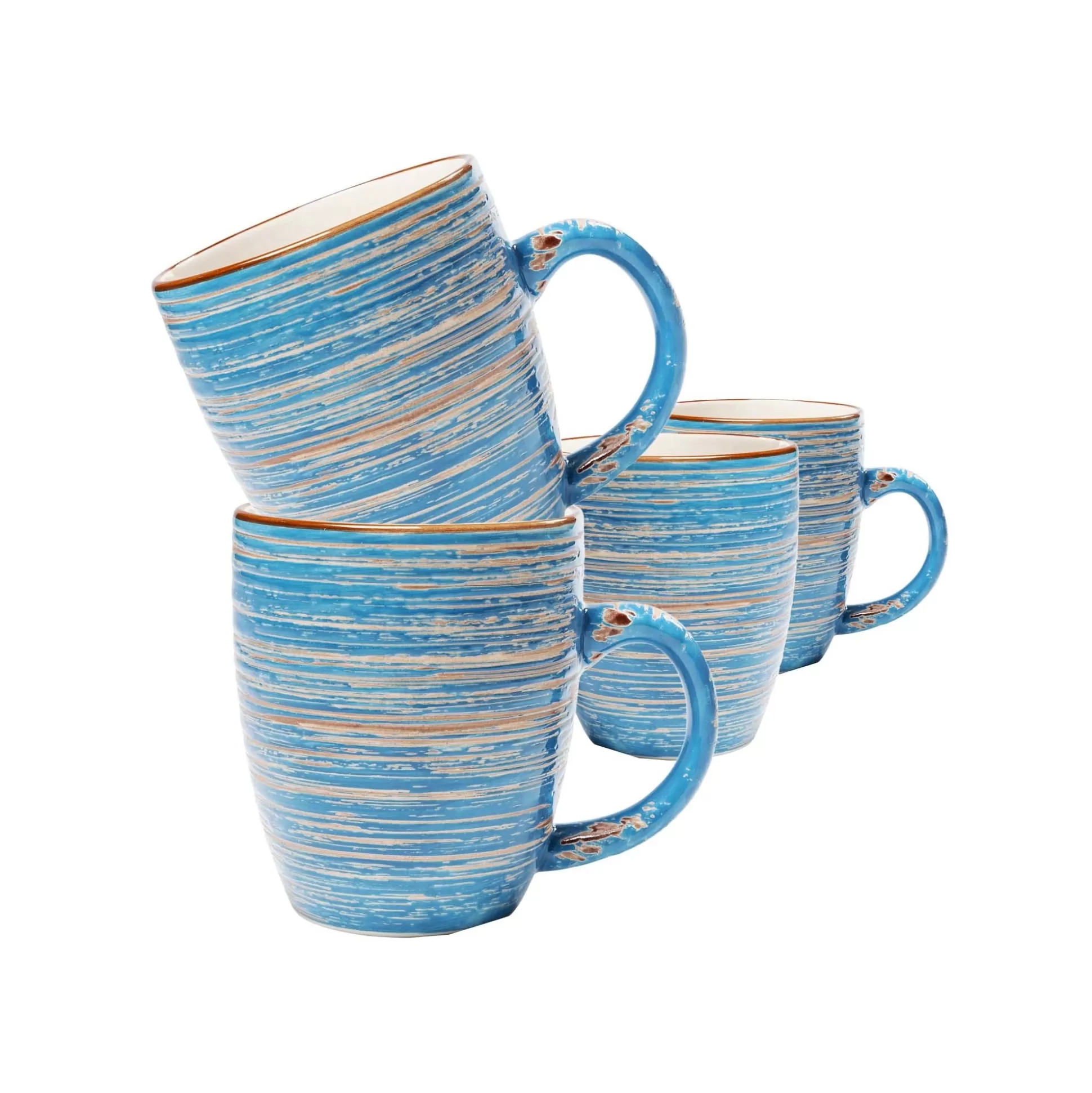 Mugs Swirl Blue Set De 4 ^KARE Design Sale