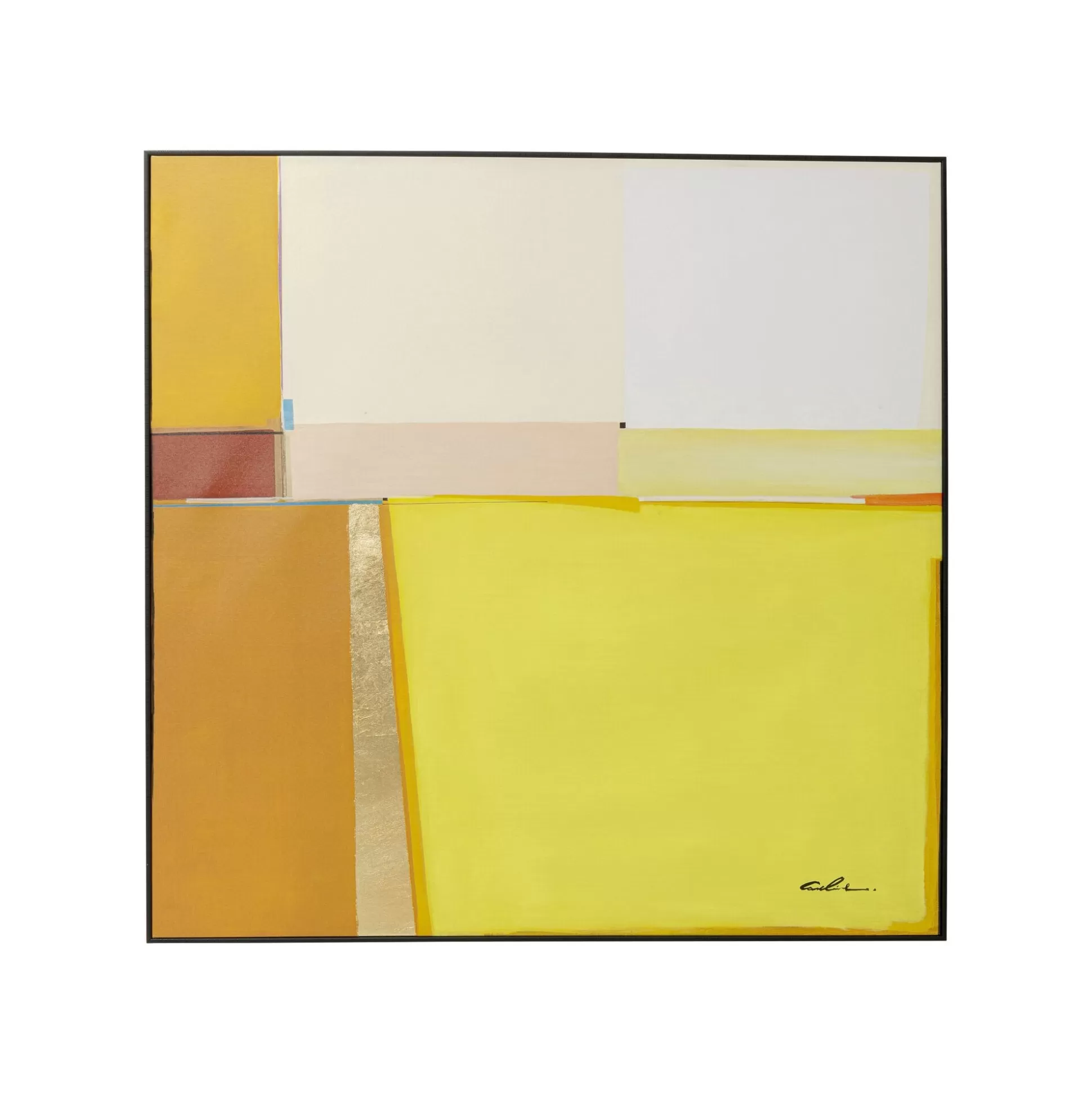 Peinture Abstract Shapes Jaune 113x113cm ^KARE Design Store