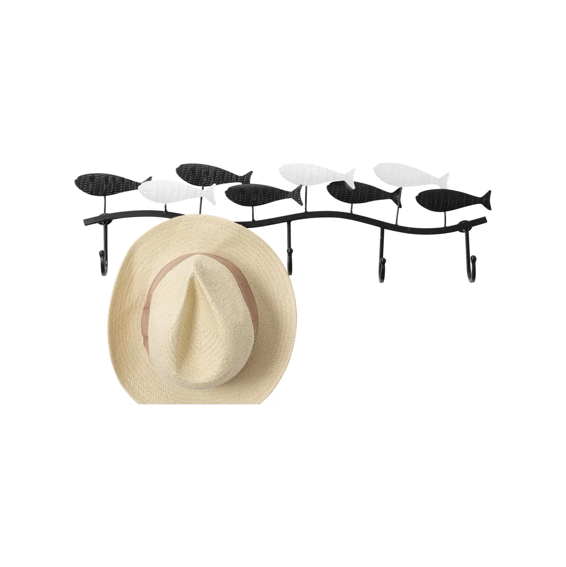 Portemanteau Mural Poissons Noirs Et Blancs 62cm ^KARE Design Shop