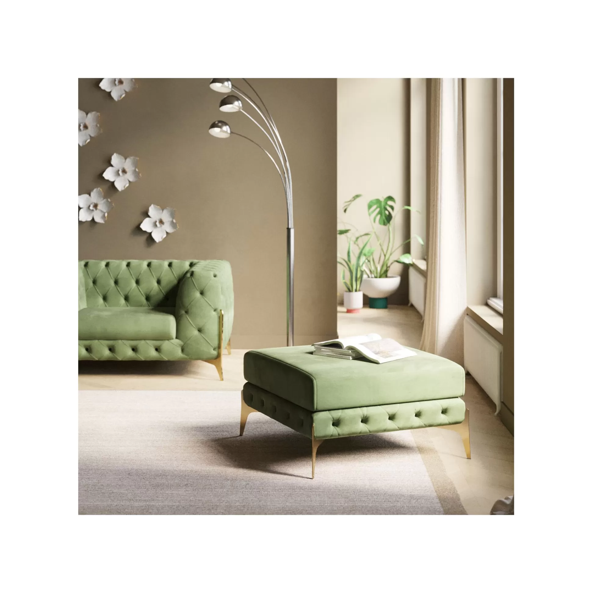 Pouf Bellissima Velours Vert ^KARE Design Sale