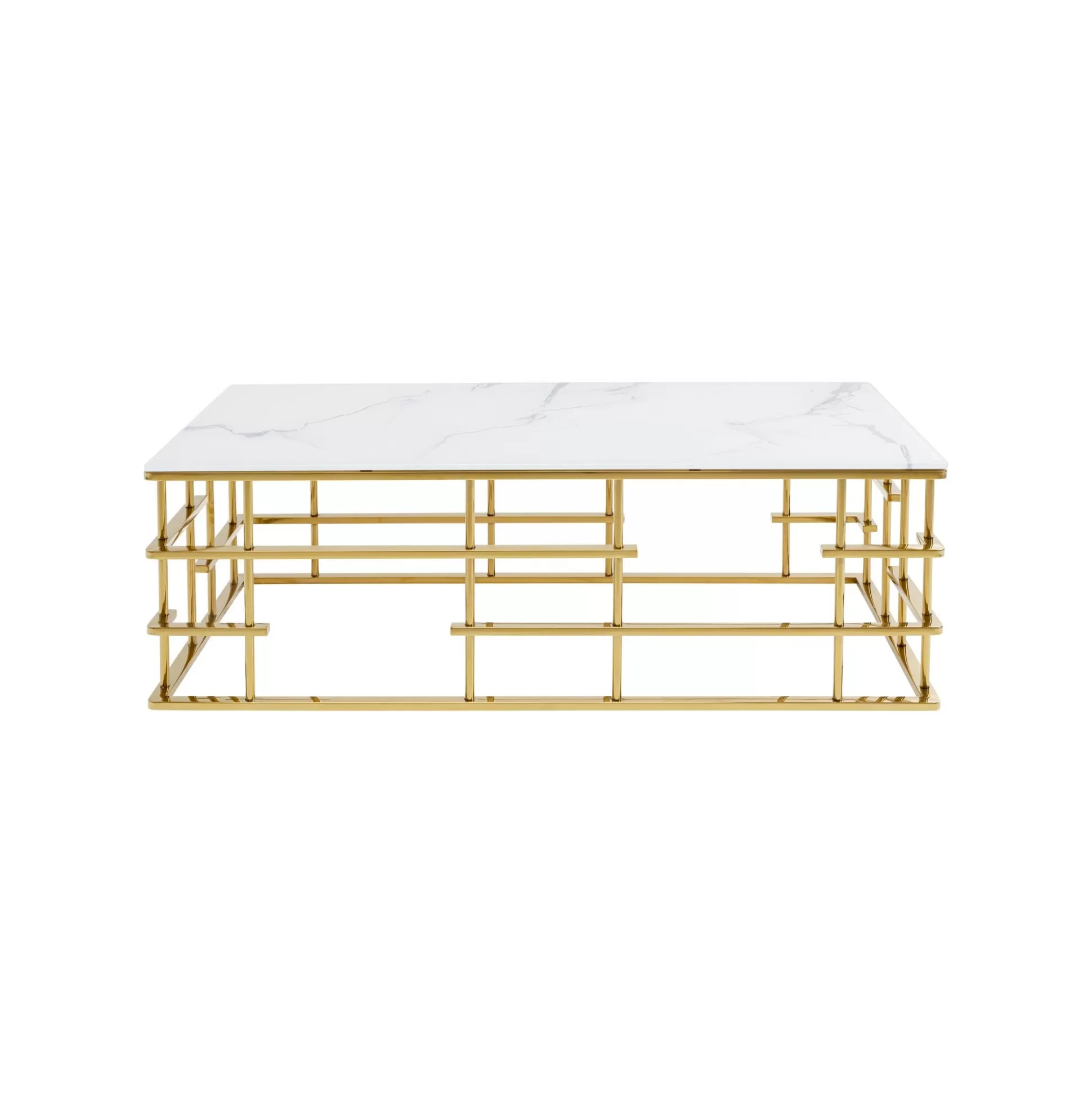 Table Basse Rome 130x70cm Blanc Et Or ^KARE Design New