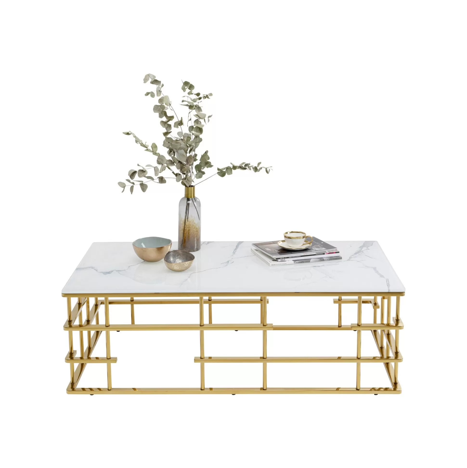 Table Basse Rome 130x70cm Blanc Et Or ^KARE Design New