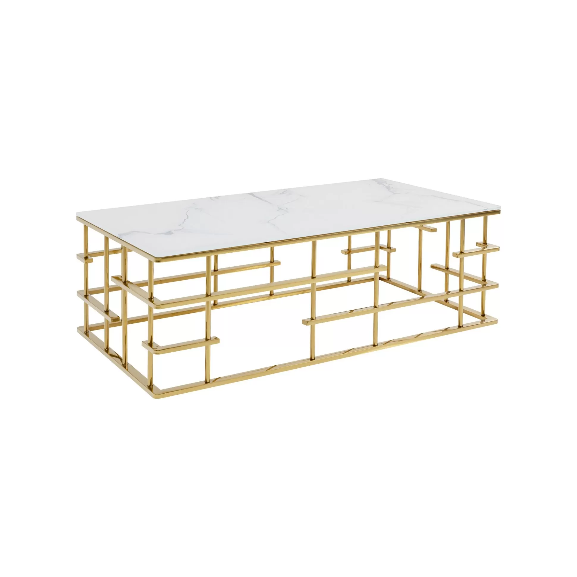 Table Basse Rome 130x70cm Blanc Et Or ^KARE Design New