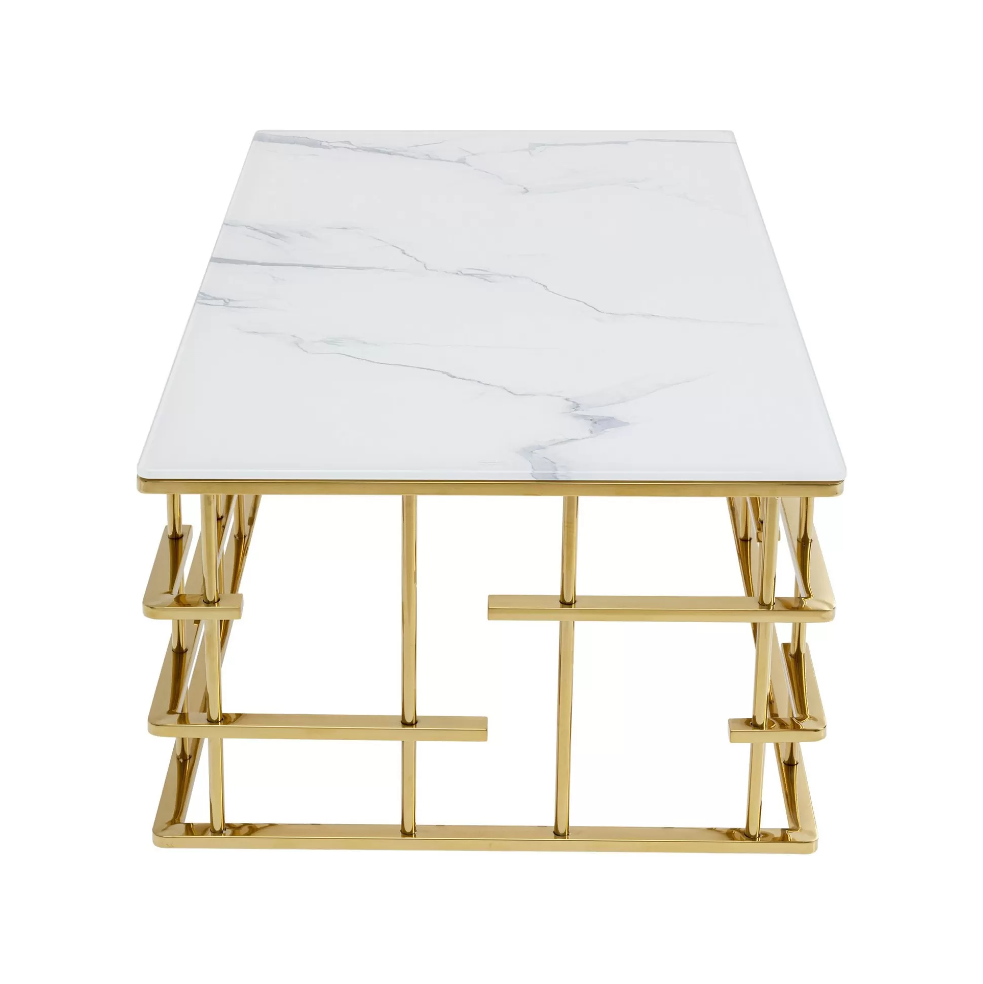 Table Basse Rome 130x70cm Blanc Et Or ^KARE Design New