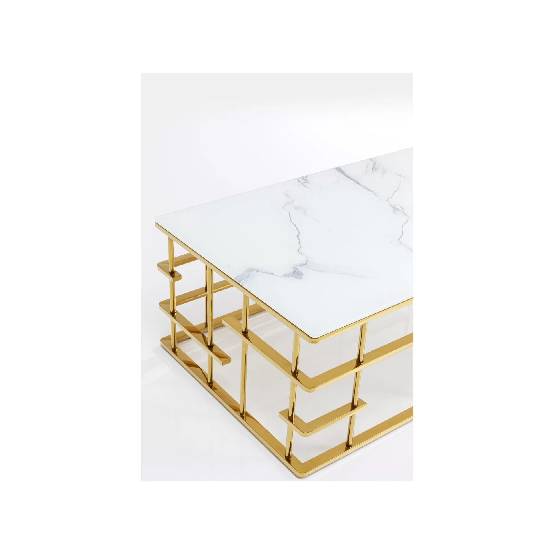 Table Basse Rome 130x70cm Blanc Et Or ^KARE Design New