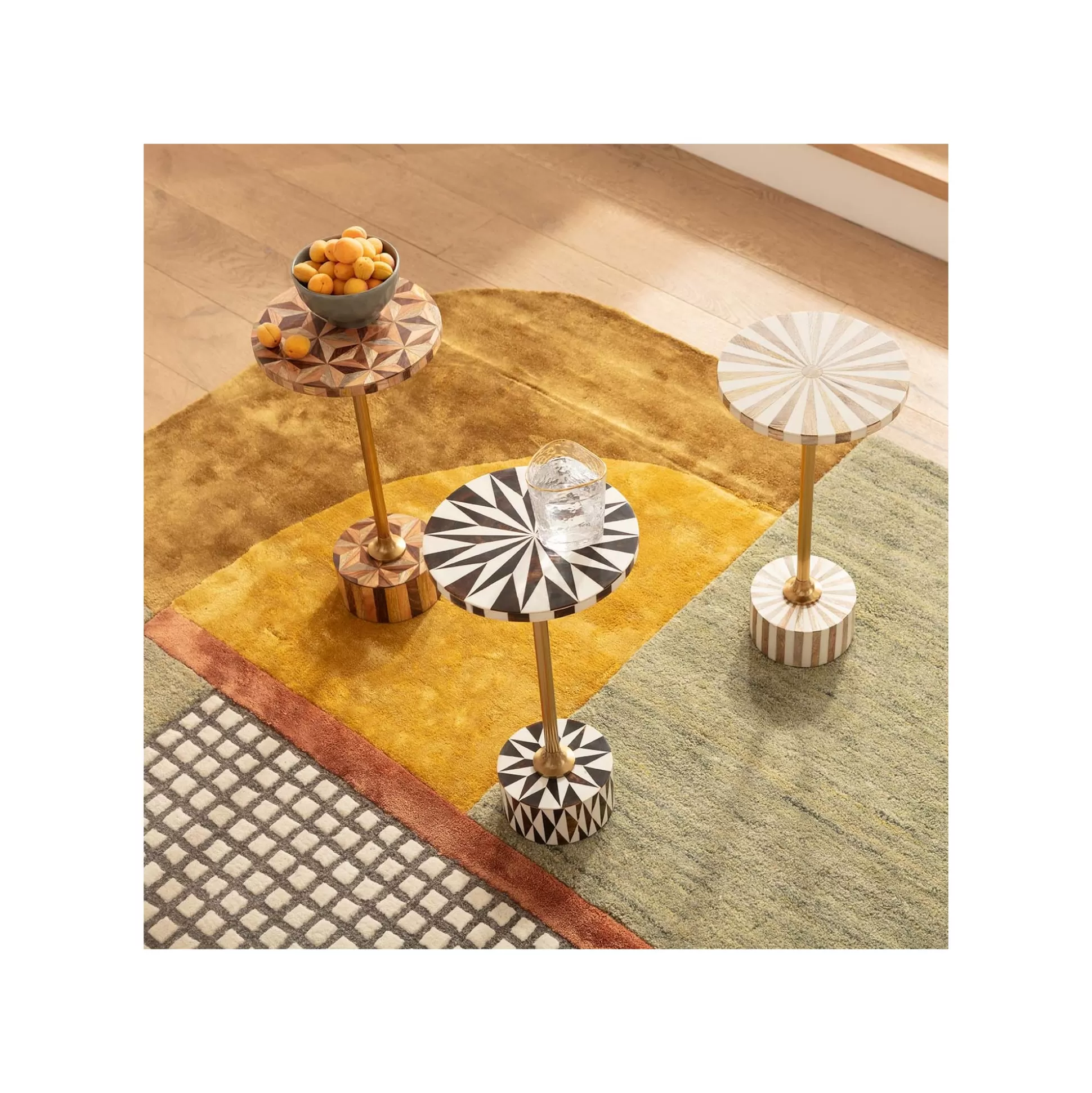Table D'appoint Domero Geo 40cm Marron Et Dorée ^KARE Design Fashion