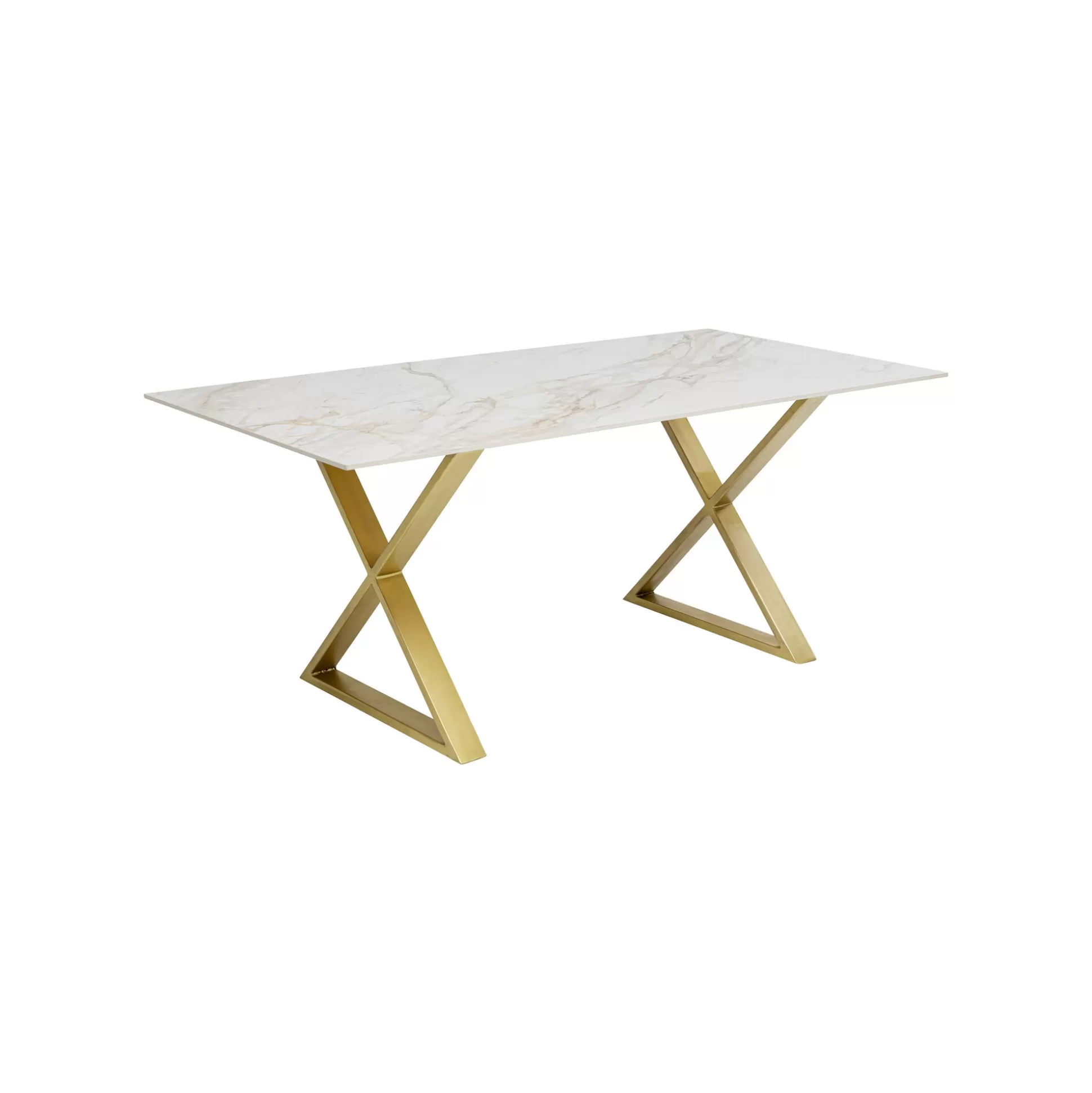 Table Eternity Cross Blanche Et Dorée 180x90cm ^KARE Design Best