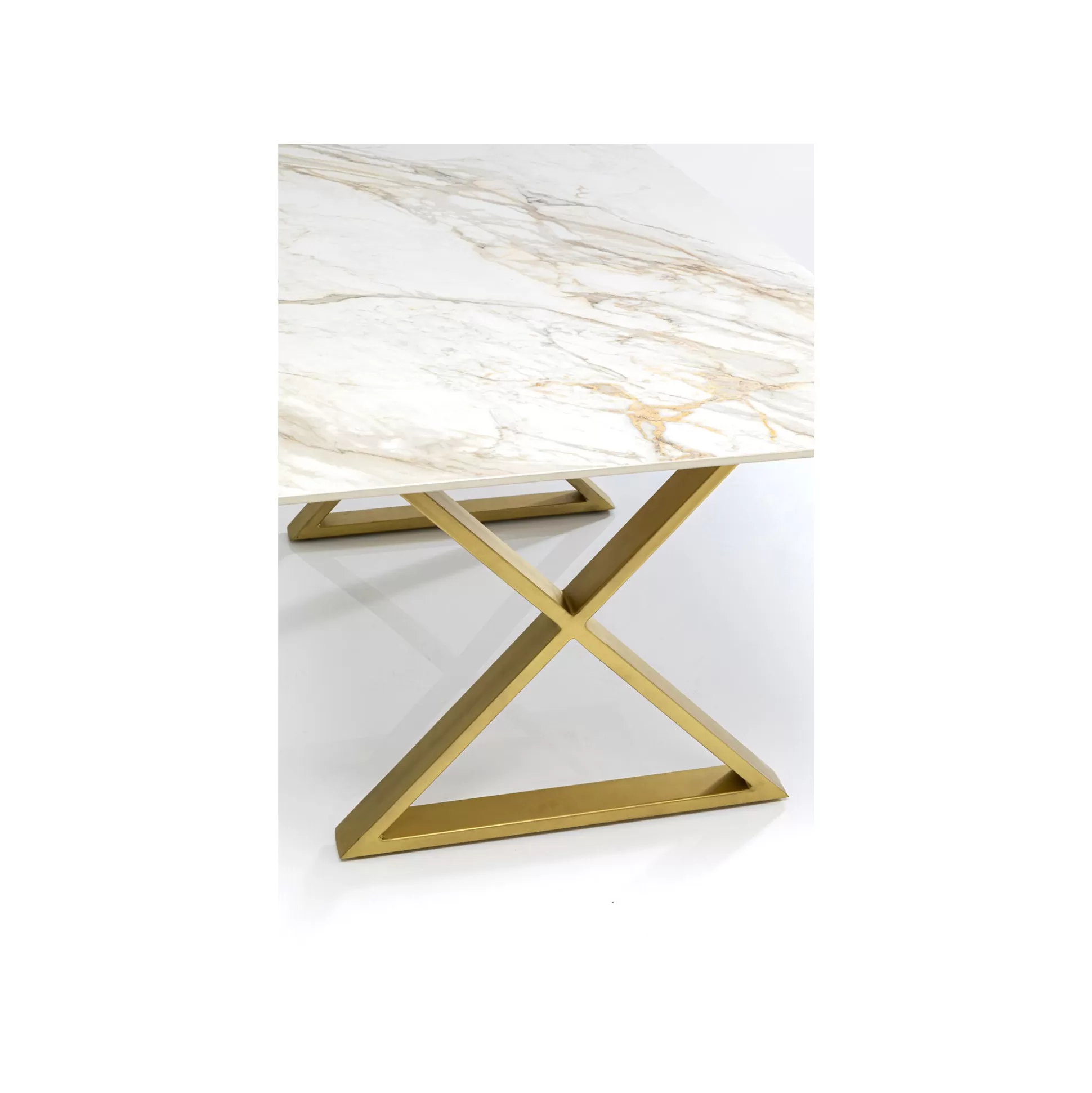 Table Eternity Cross Blanche Et Dorée 180x90cm ^KARE Design Best