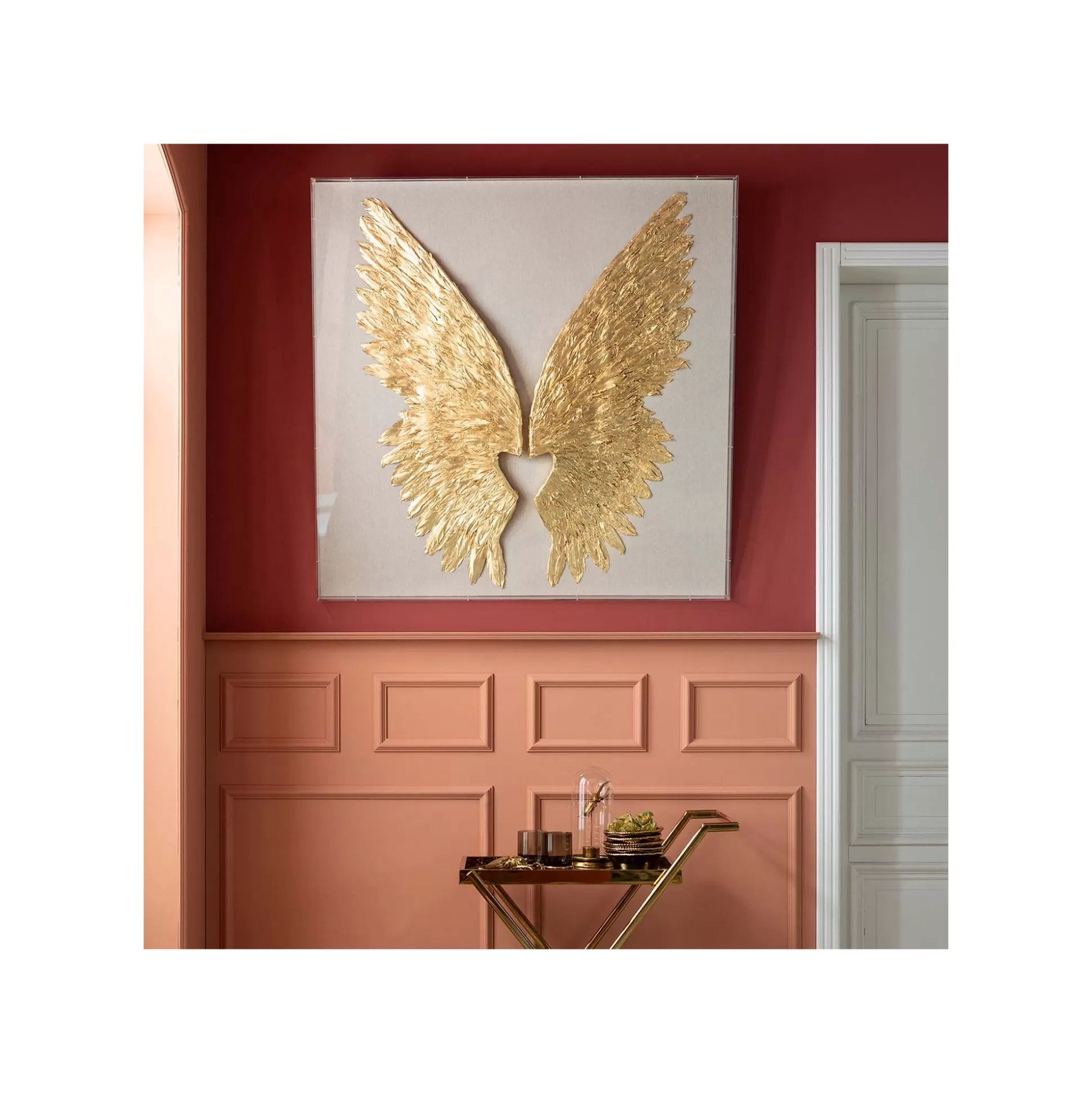 Tableau 3D Ailes Blanches Et Dorées 120x120cm ^KARE Design Hot