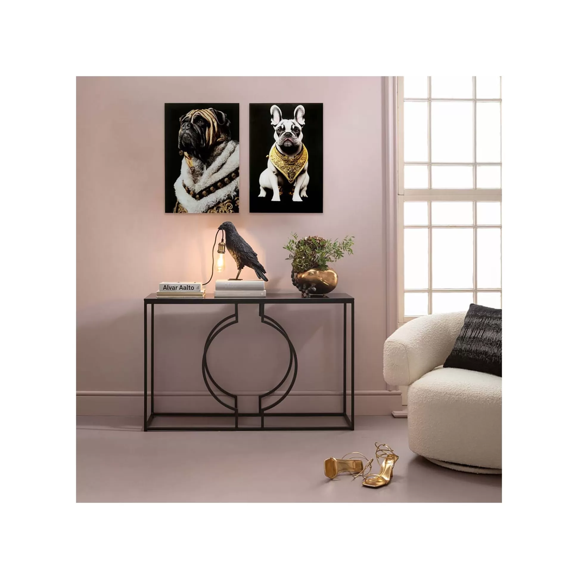 Tableau En Verre Bouledogue Collier Doré 40x60cm ^KARE Design Clearance