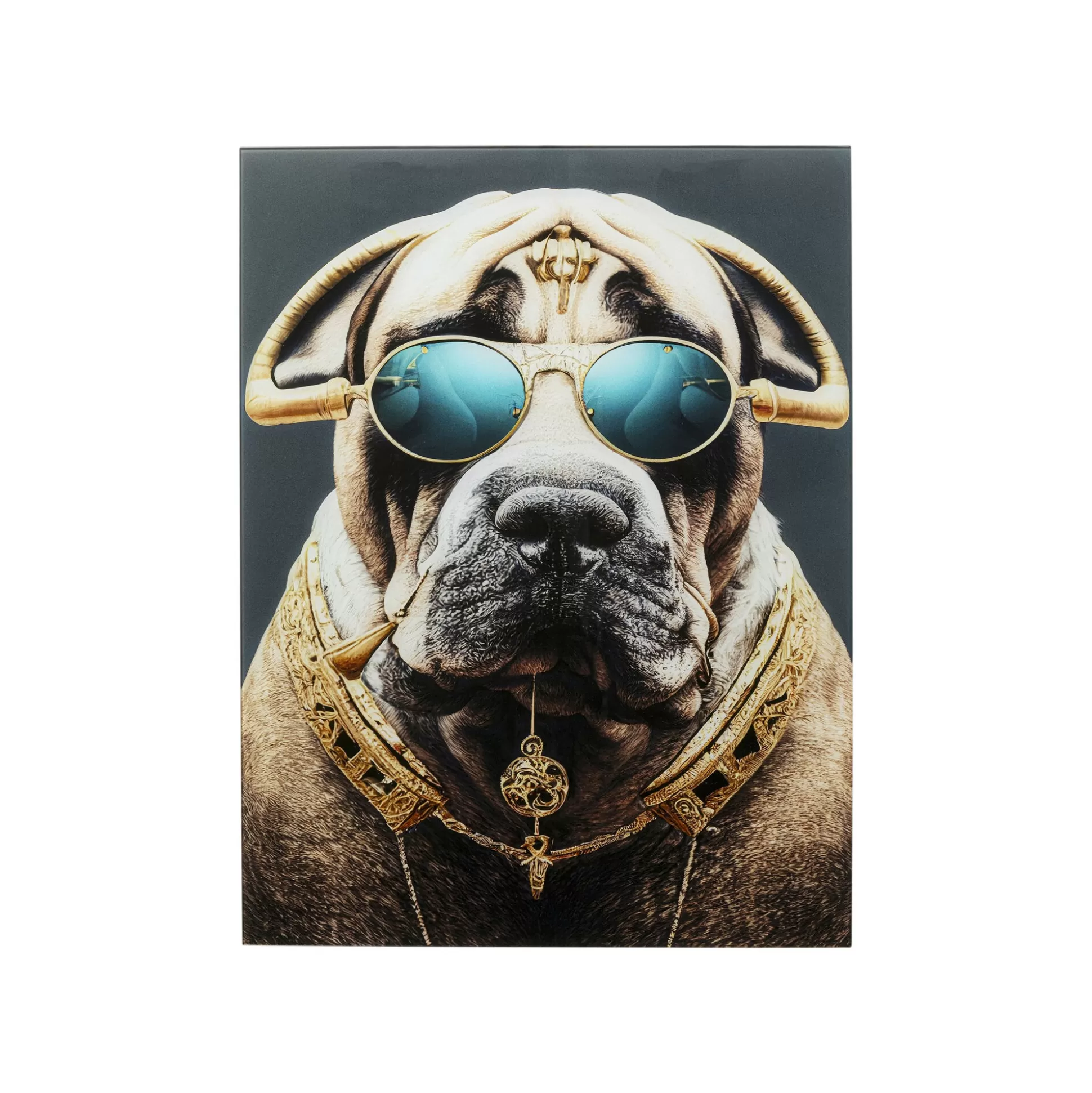 Tableau En Verre Chien Lunettes 60x80cm ^KARE Design Discount