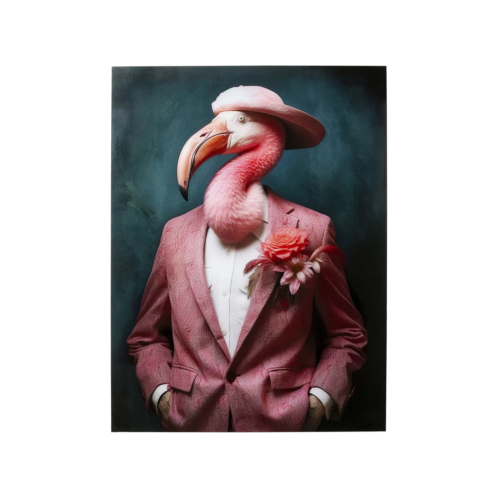 Tableau En Verre Flamant Rose Costume 120x160cm ^KARE Design New