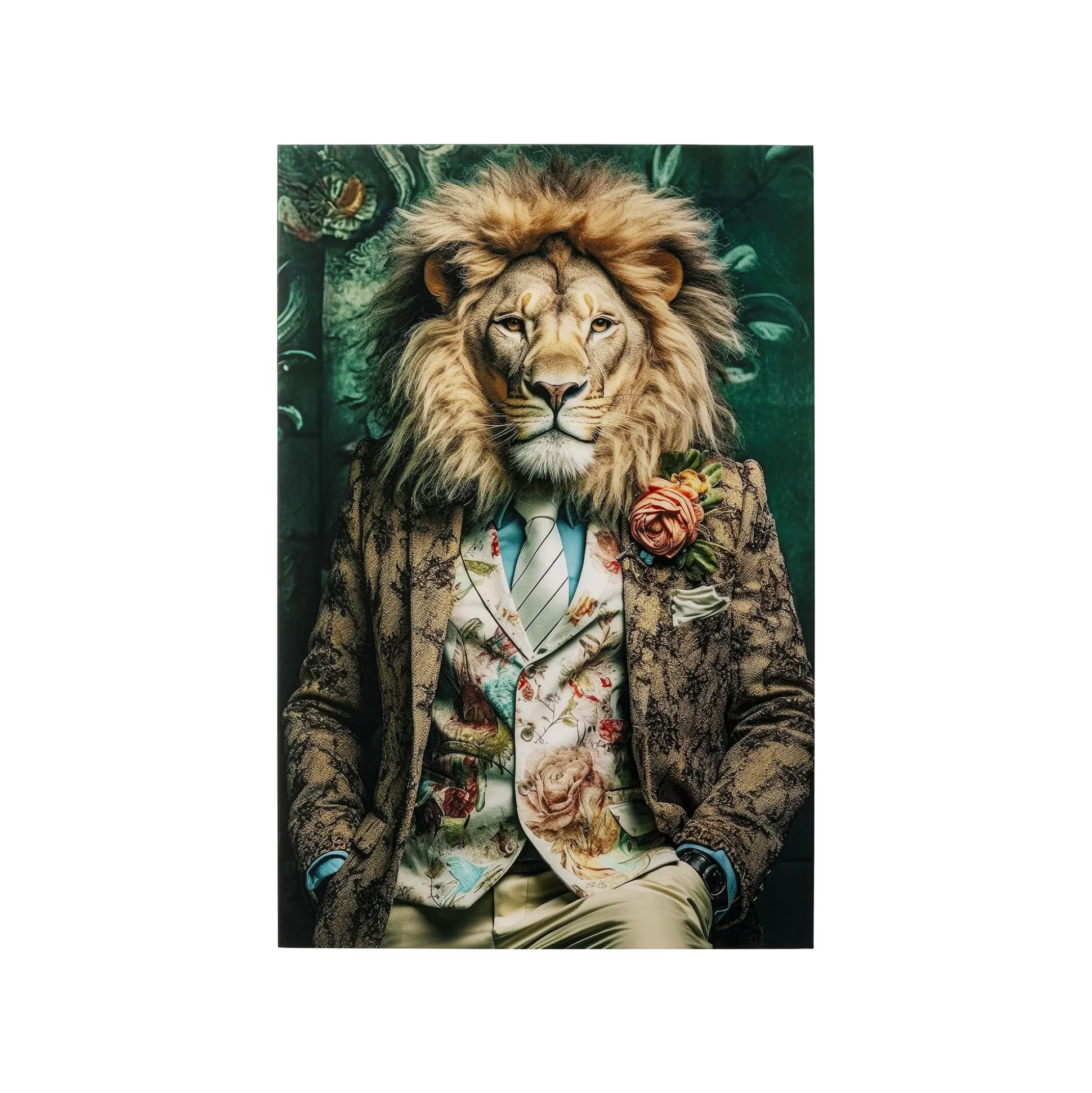 Tableau En Verre Lion Costume 100x150cm ^KARE Design Flash Sale