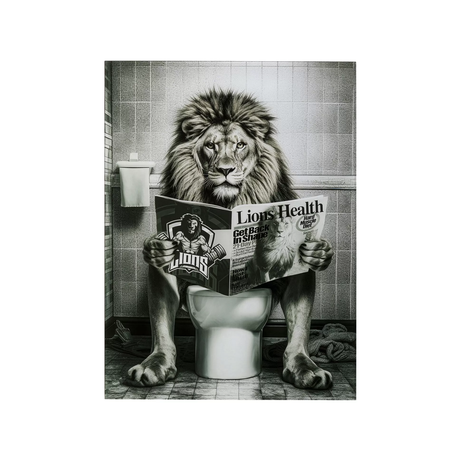 Tableau En Verre Lion Journal 60x80cm ^KARE Design Fashion