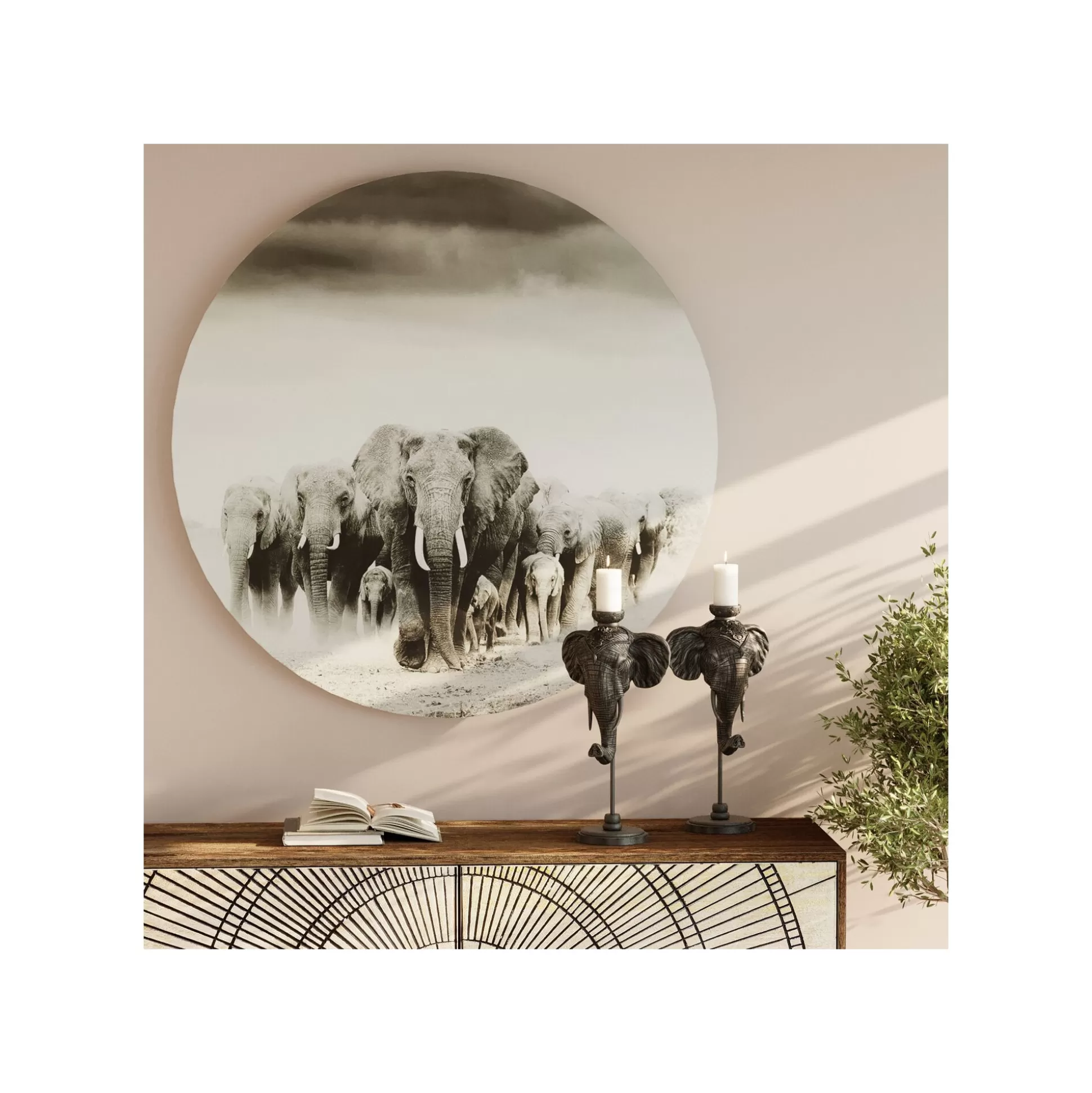 Tableau En Verre Marche Des éléphants 120cm ^KARE Design Flash Sale