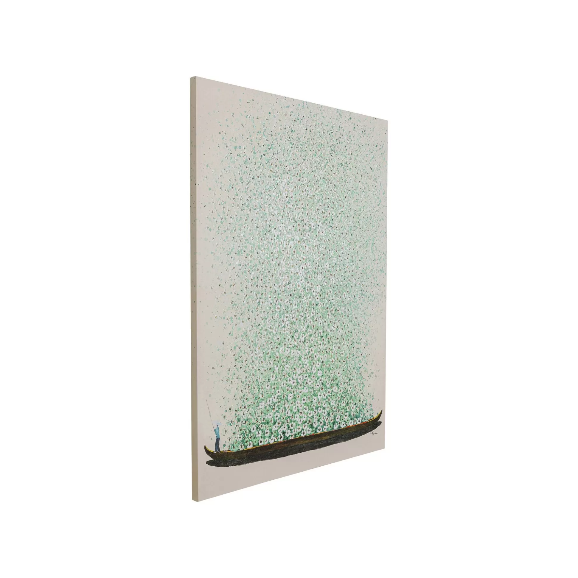 Tableau Touched Fleurs Pirogue Beige Et Vert 120x160cm ^KARE Design Best
