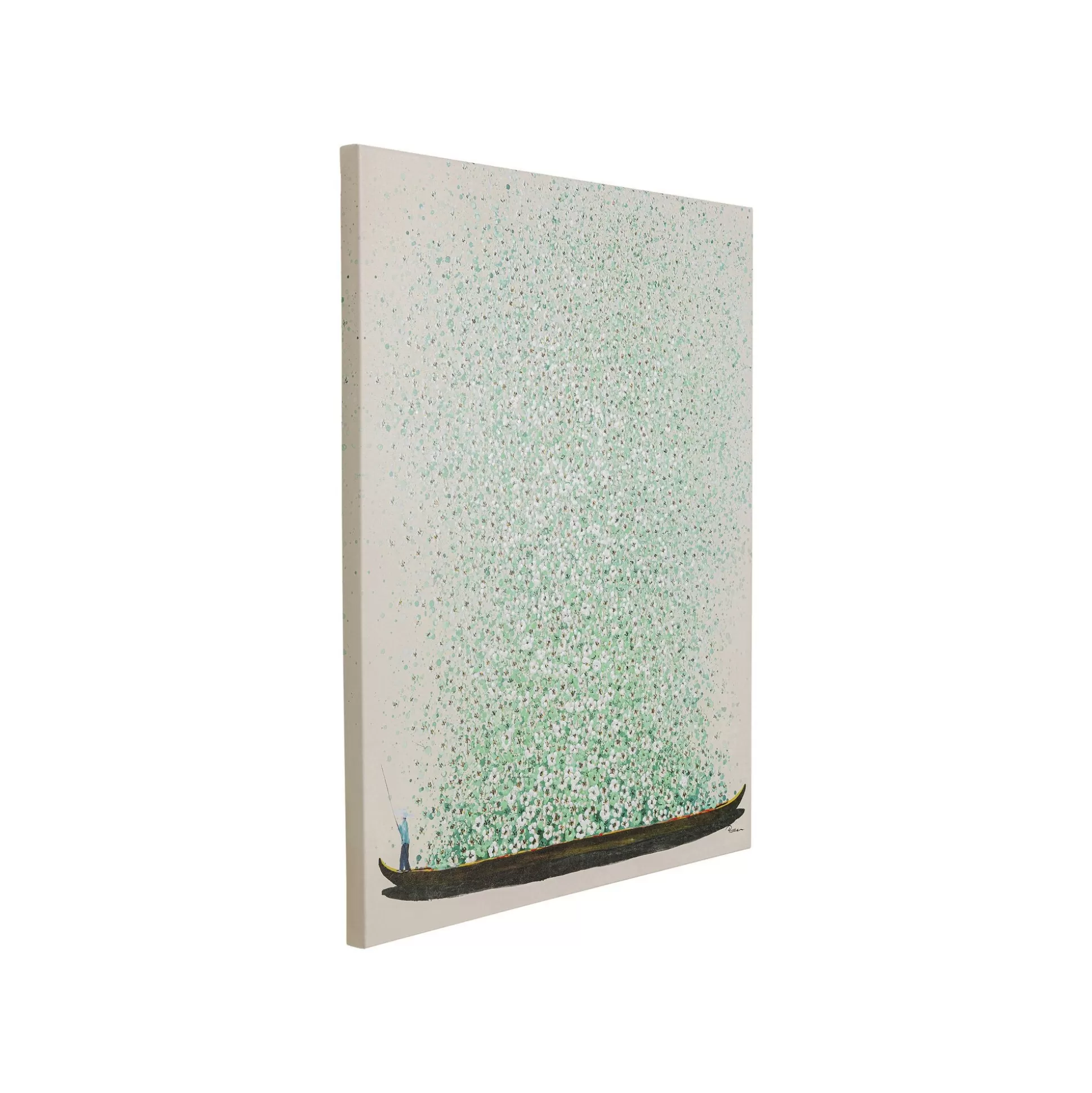 Tableau Touched Fleurs Pirogue Beige Et Vert 80x100cm ^KARE Design Online