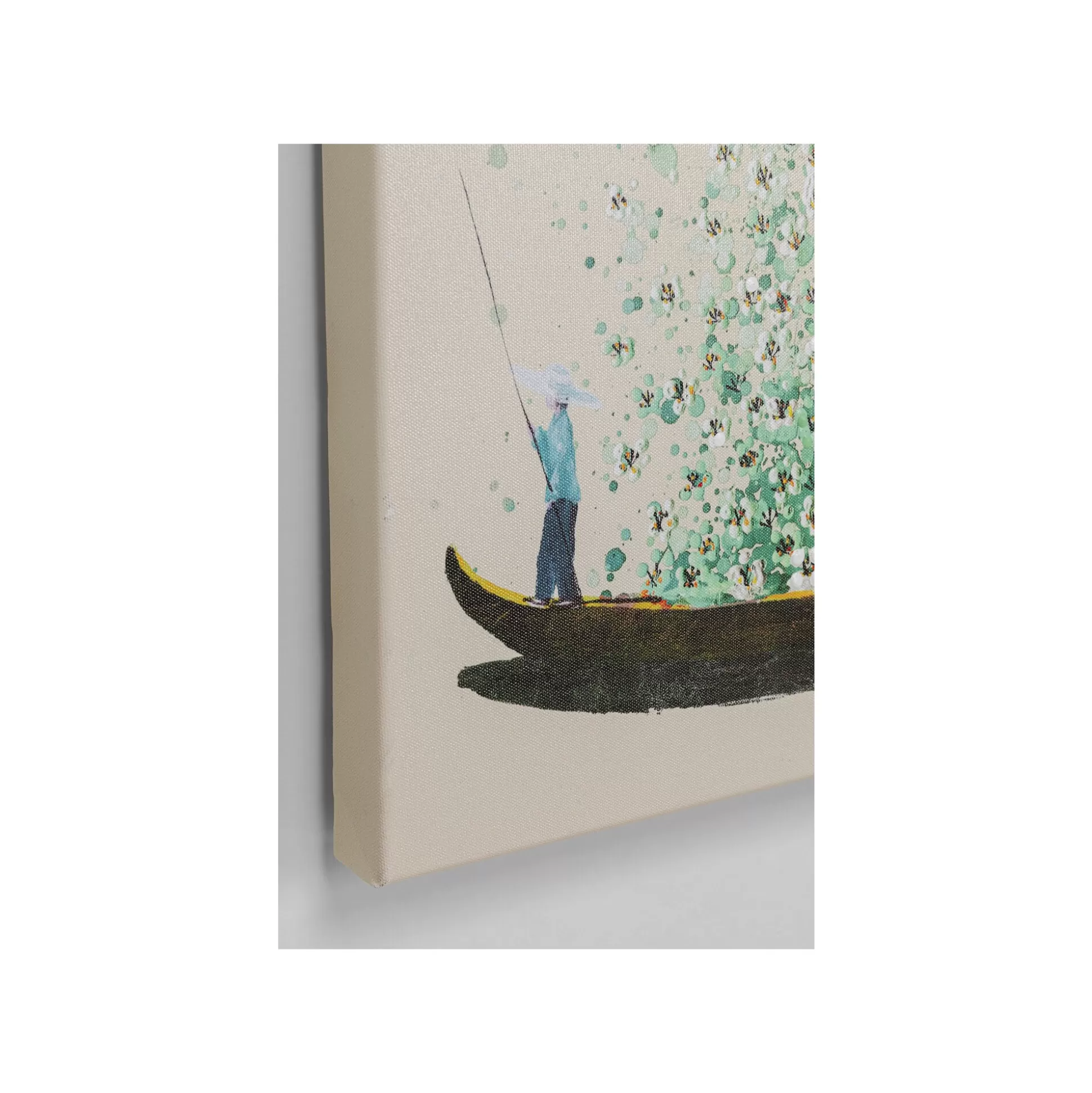Tableau Touched Fleurs Pirogue Beige Et Vert 80x100cm ^KARE Design Online