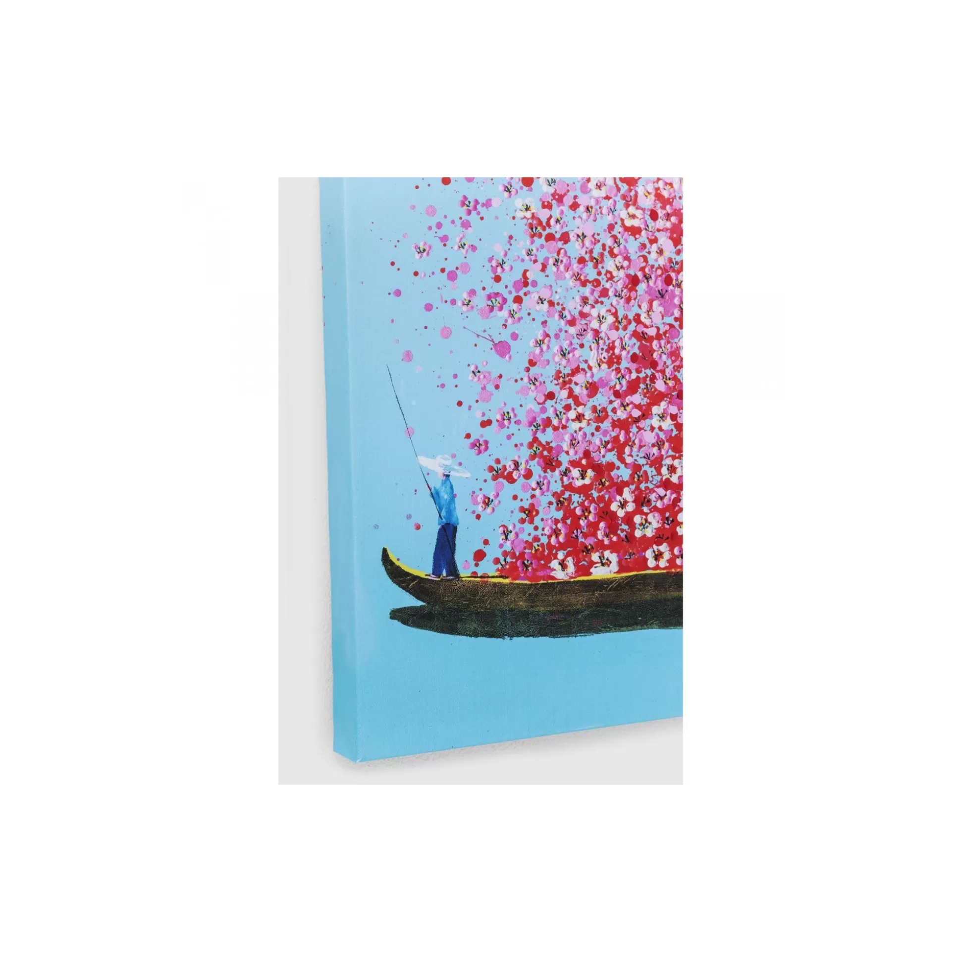 Tableau Touched Fleurs Pirogue Bleu Et Rose 80x100cm ^KARE Design Hot