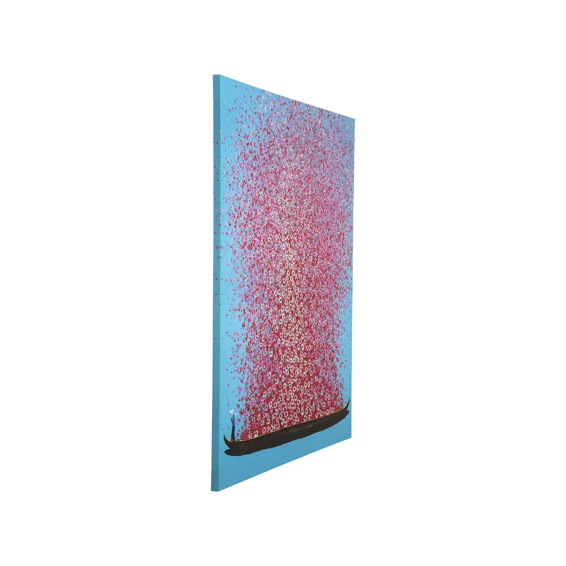 Tableau Touched Fleurs Pirogue Bleu Et Rose 120x160cm ^KARE Design Flash Sale