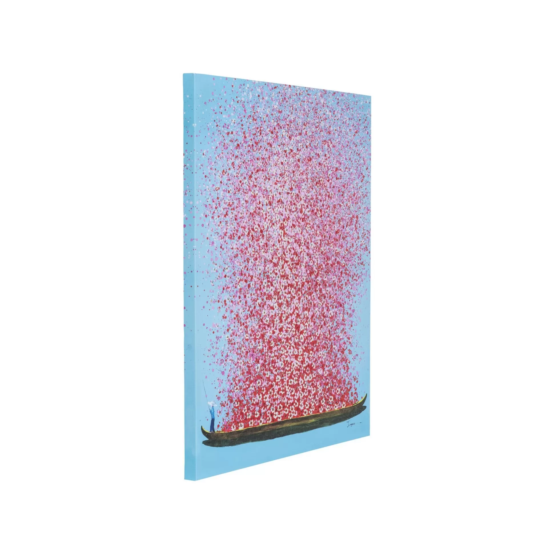 Tableau Touched Fleurs Pirogue Bleu Et Rose 80x100cm ^KARE Design Hot