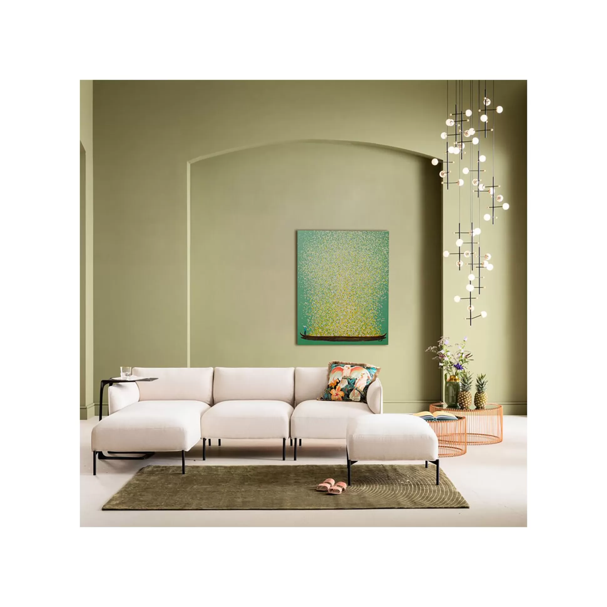 Tableau Touched Fleurs Pirogue Vert Et Jaune 80x100cm ^KARE Design Cheap