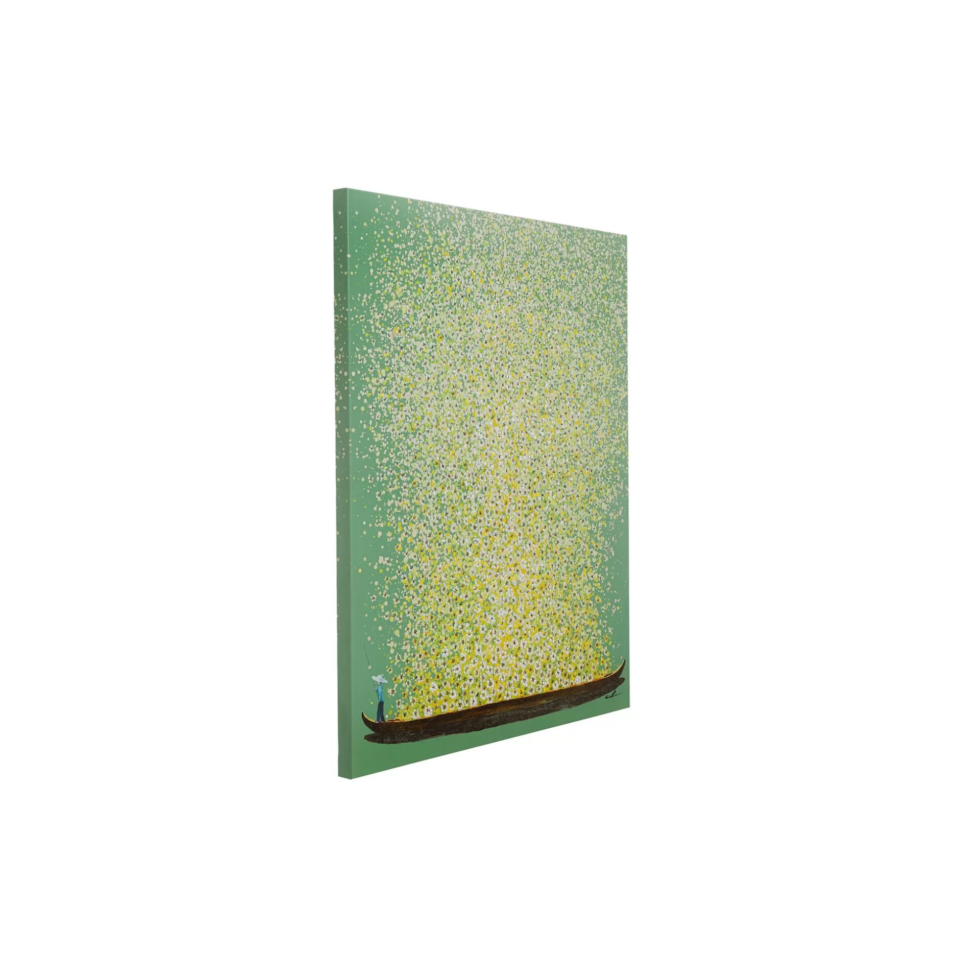 Tableau Touched Fleurs Pirogue Vert Et Jaune 80x100cm ^KARE Design Cheap